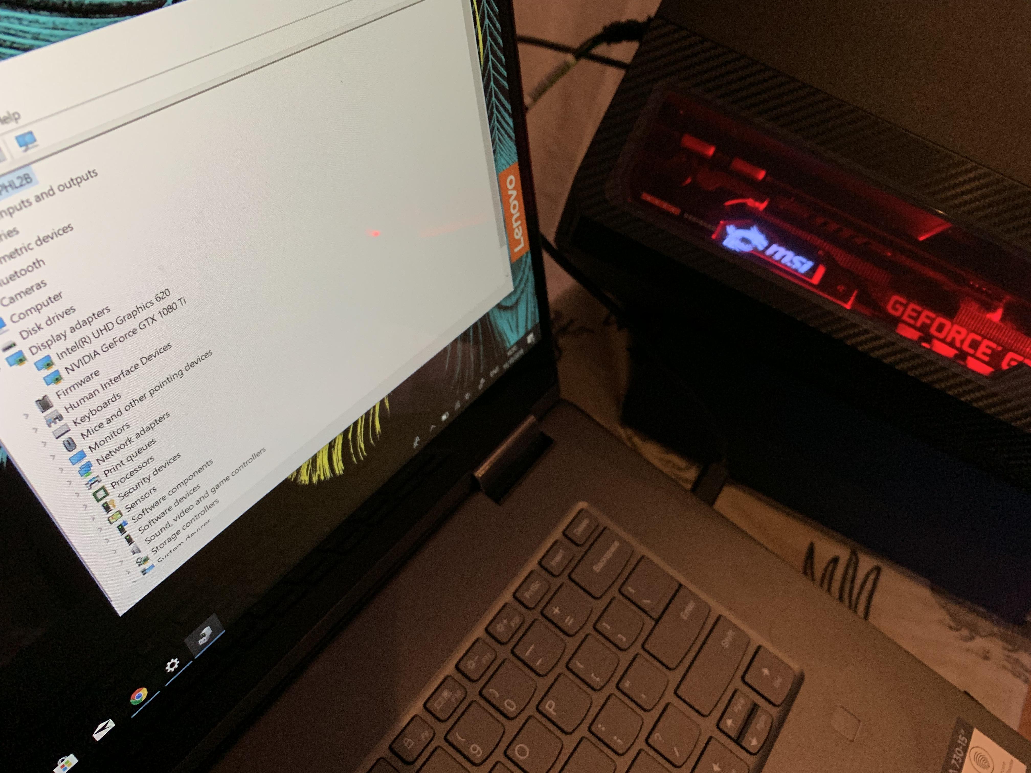 1080ti playing well with my Lenovo Yoga 730 laptop