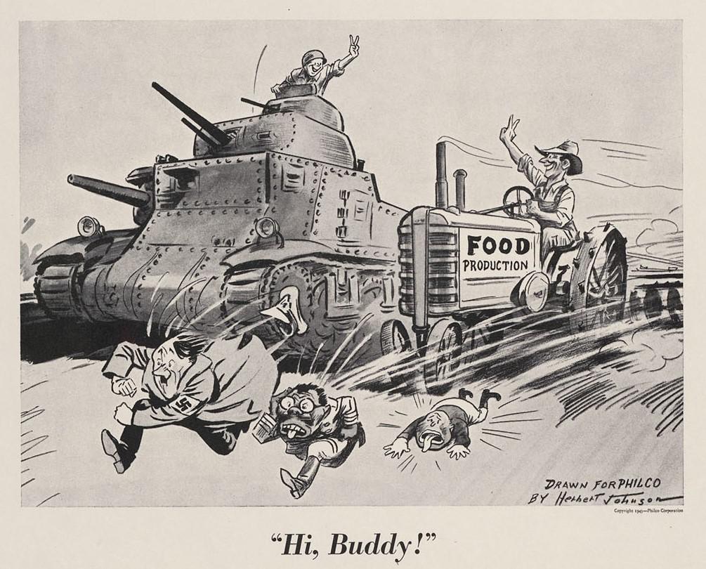 ''Hi, Buddy!'' American cartoon drawn for the Philco Corporation