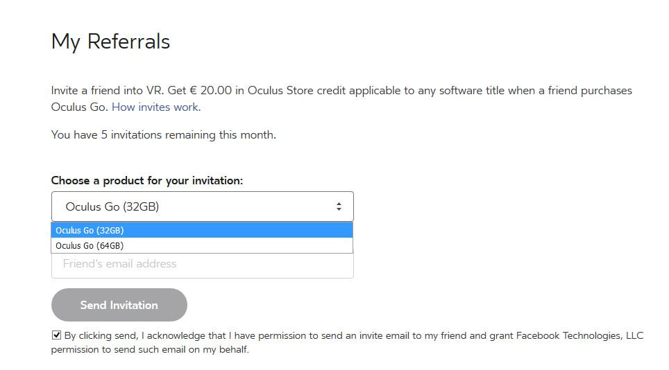 Oculus referral program currently works only for Oculus Go oculus