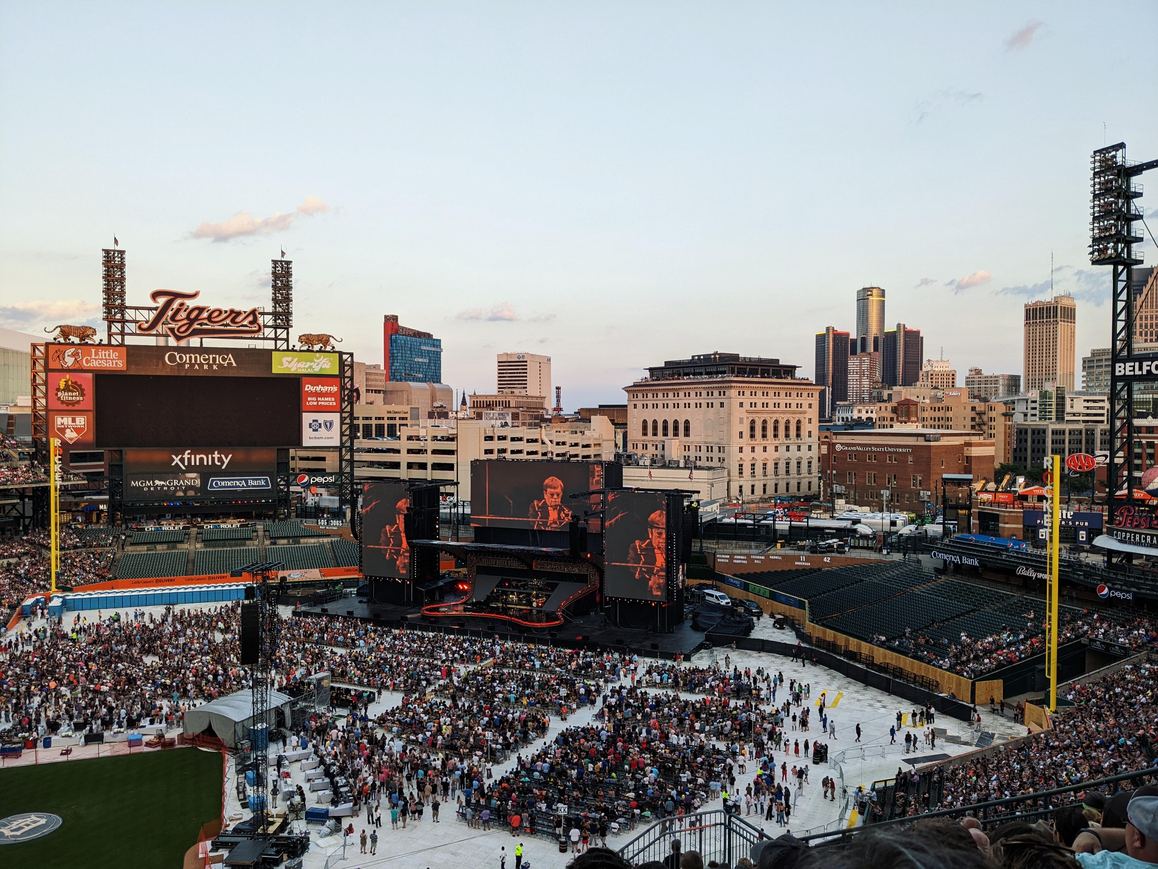 A snippet of Detroit's skyline as seen from Comerica Park at the Elton John concert last night
