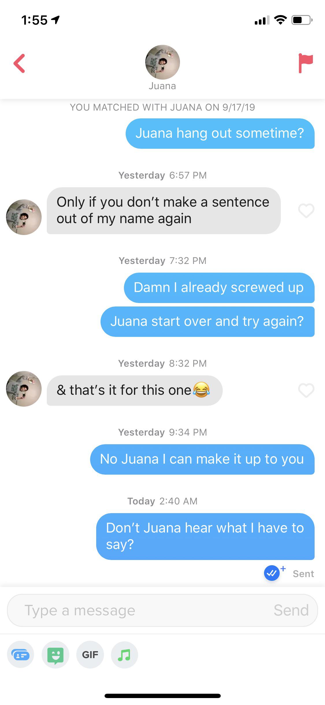 First (and last) attempt at a name pun r/Tinder