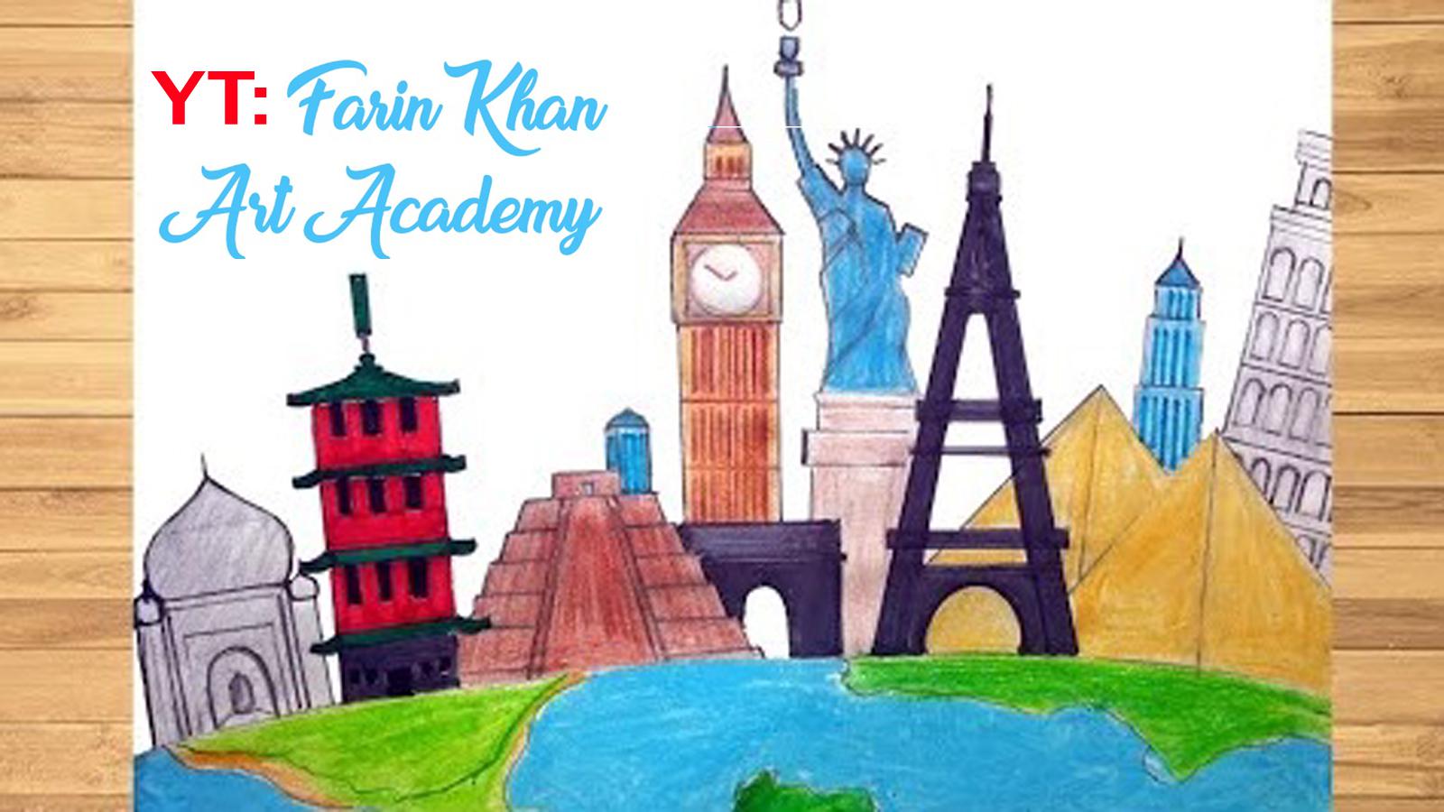 World Heritage Day Drawing 🏛️ Heritage Drawing Paper 🏛 Heritage