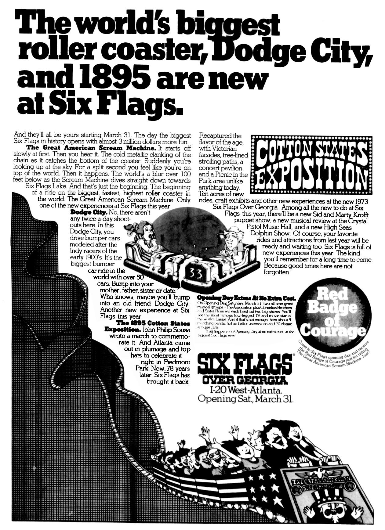 Six Flags Over March 1973 r/vintageads