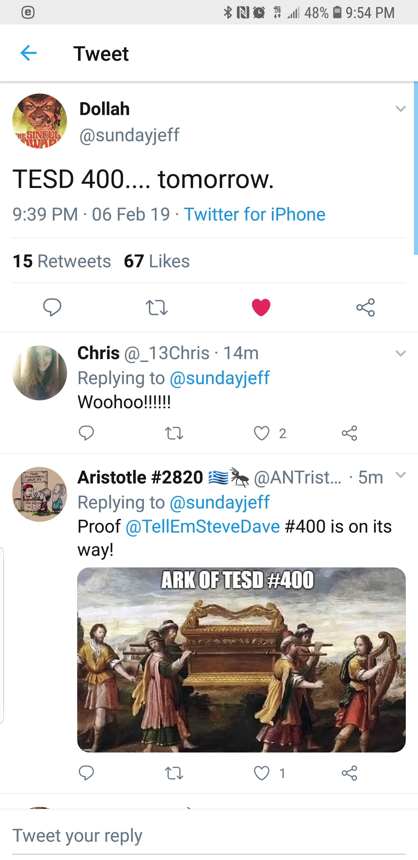 Episode 400 comes out tomorrow r/tesdcares
