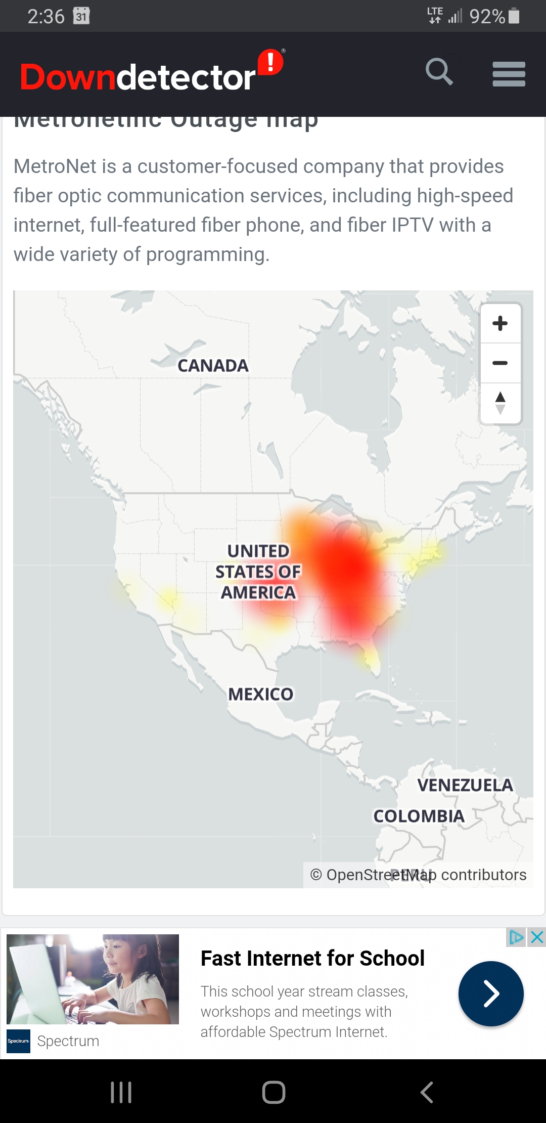 fiber down for East US r/outages