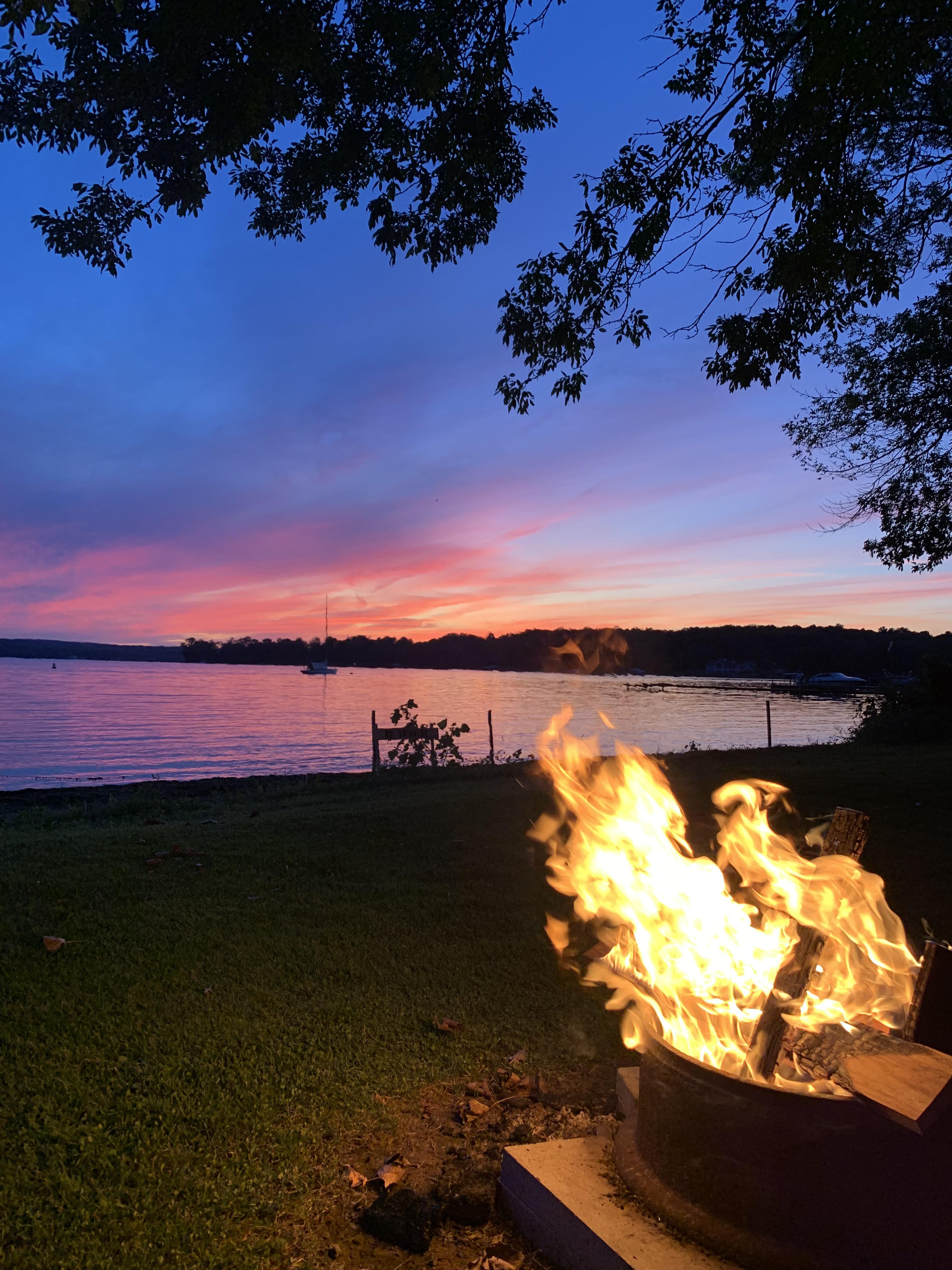 Sun setting over Chautauqua Lake (NY) r/camping