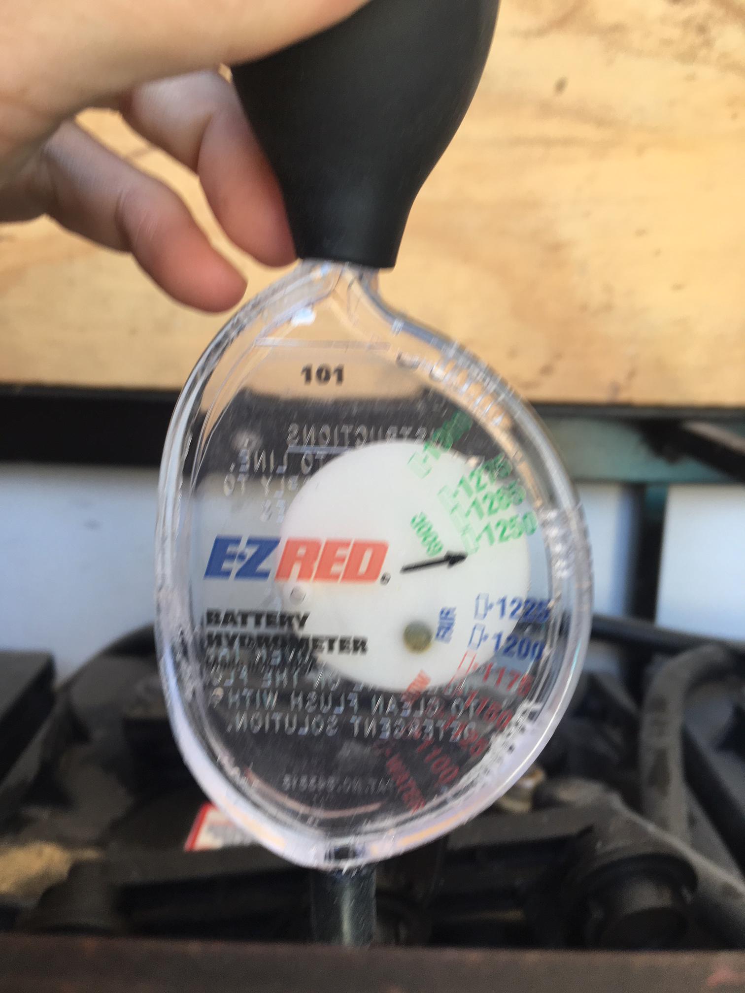 Hydrometer reading at 1250 on lead acid GC batteries r/solar