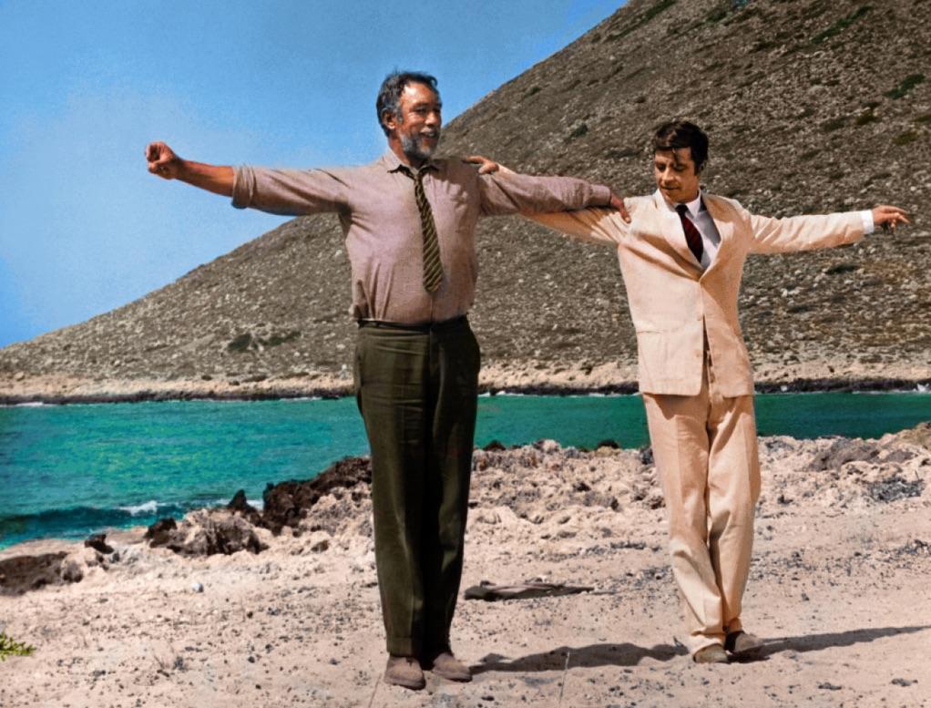 Zorba the Greek, 1964. Alexis Zorba (Anthony Quinn) and Basil (Alan