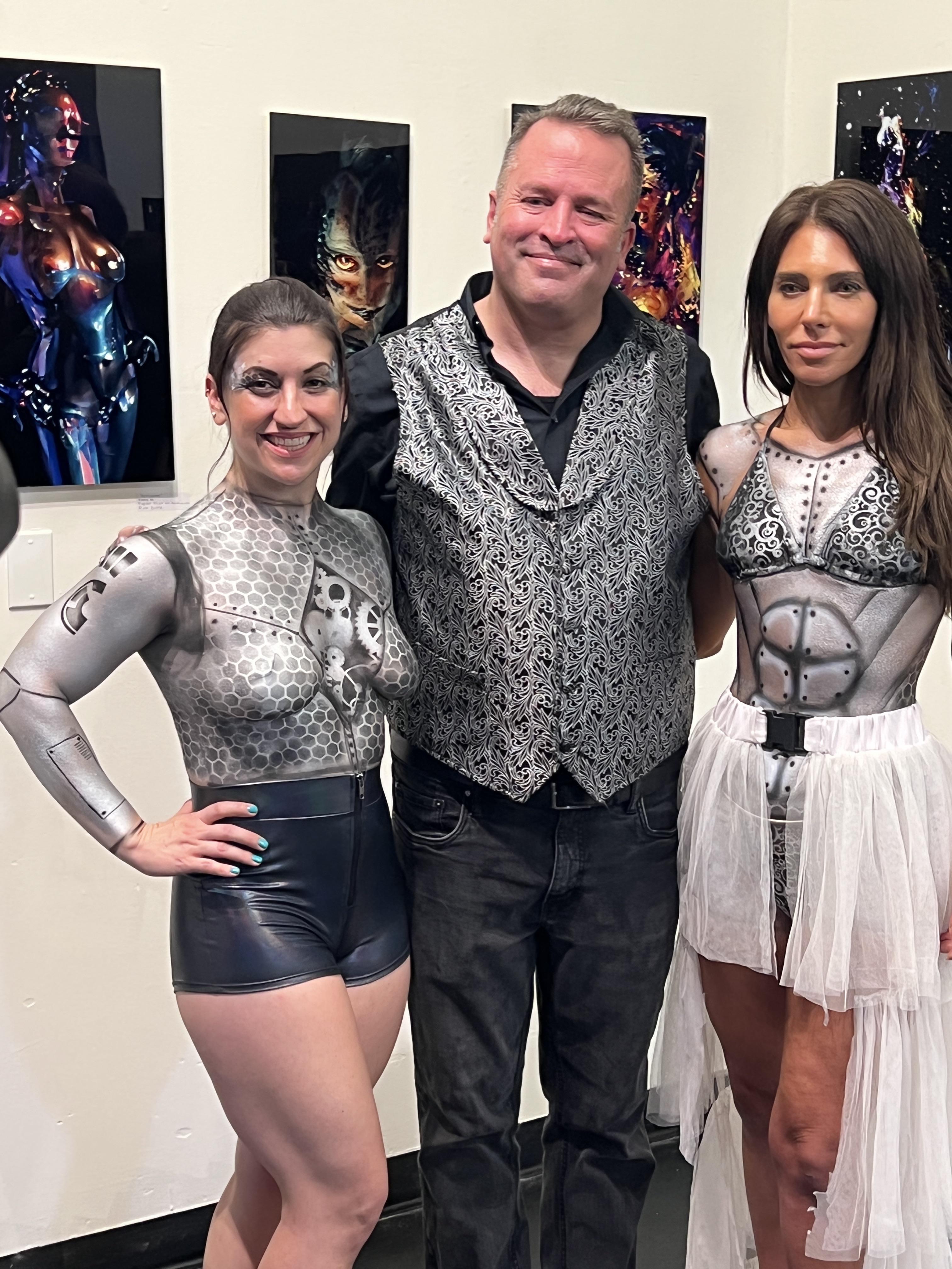 Bodypainted models/bartenders for my gallery opening yesterday r/BodyPaintNSFW