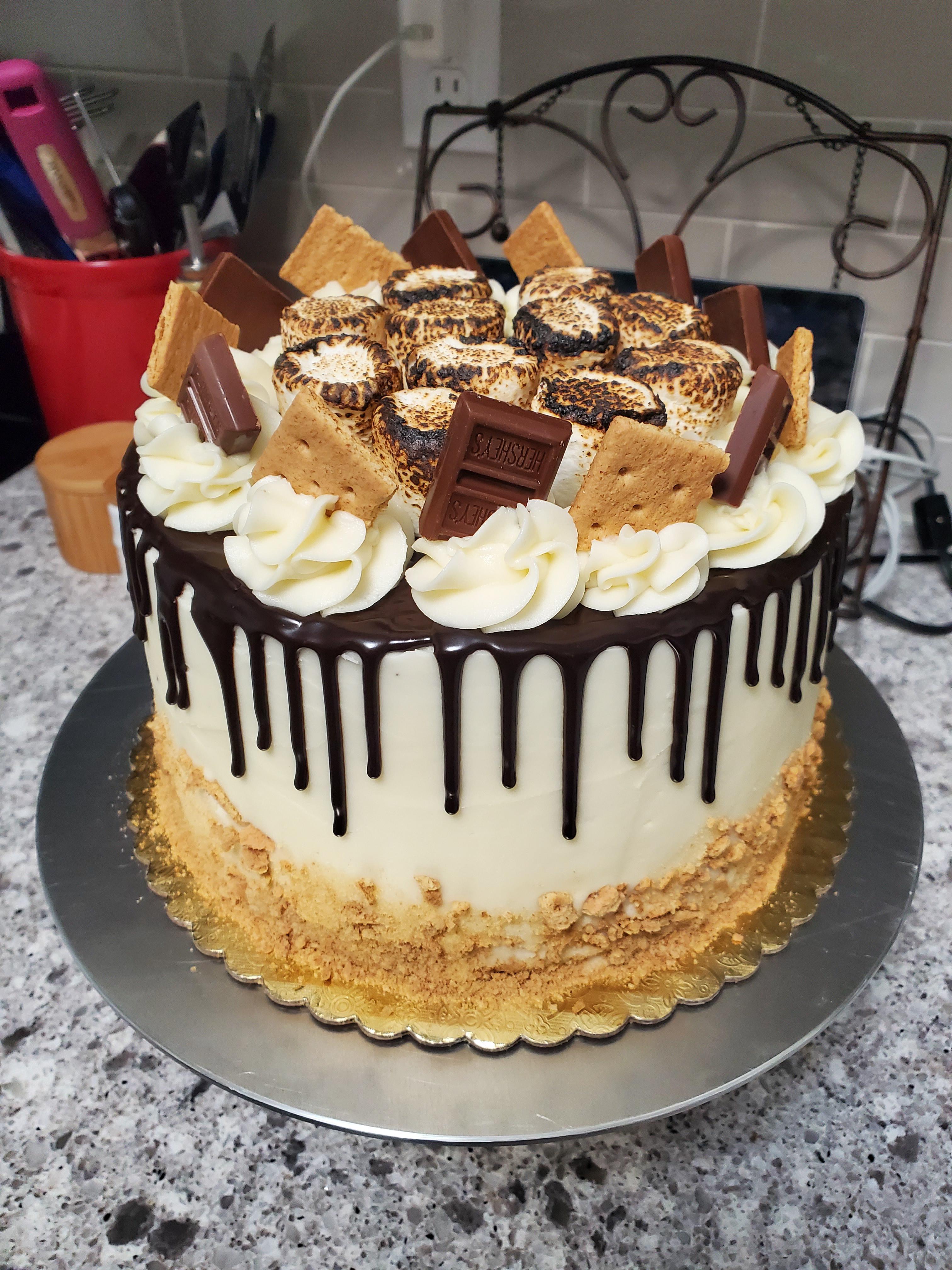I made a S'mores birthday cake! r/FoodPorn