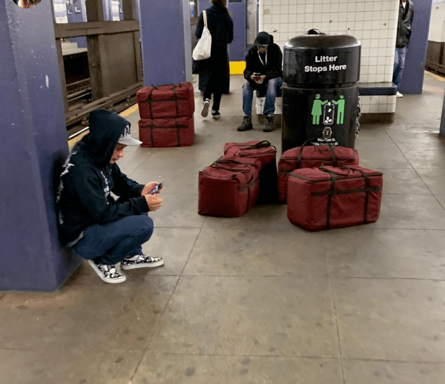Can anyone ID what these bags are used to carry? This is on a subway