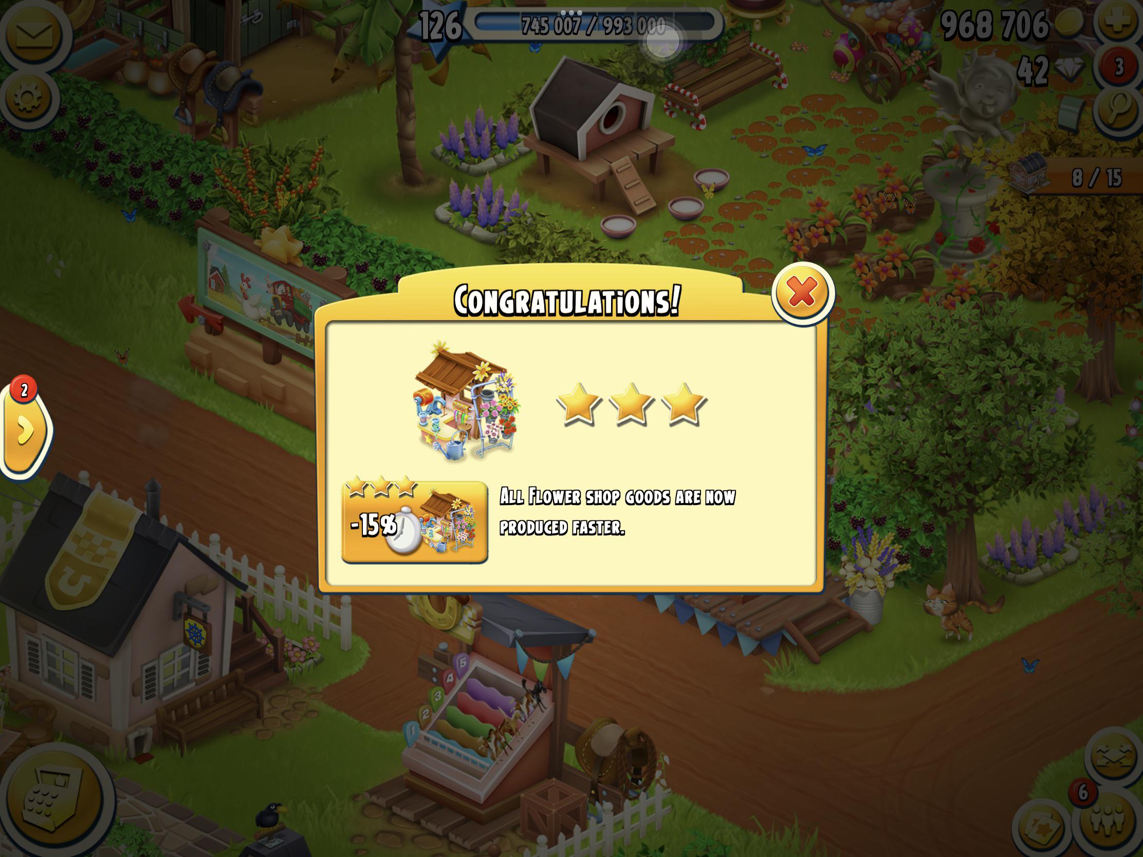 Finally Flower Shop got 3 stars. r/HayDay