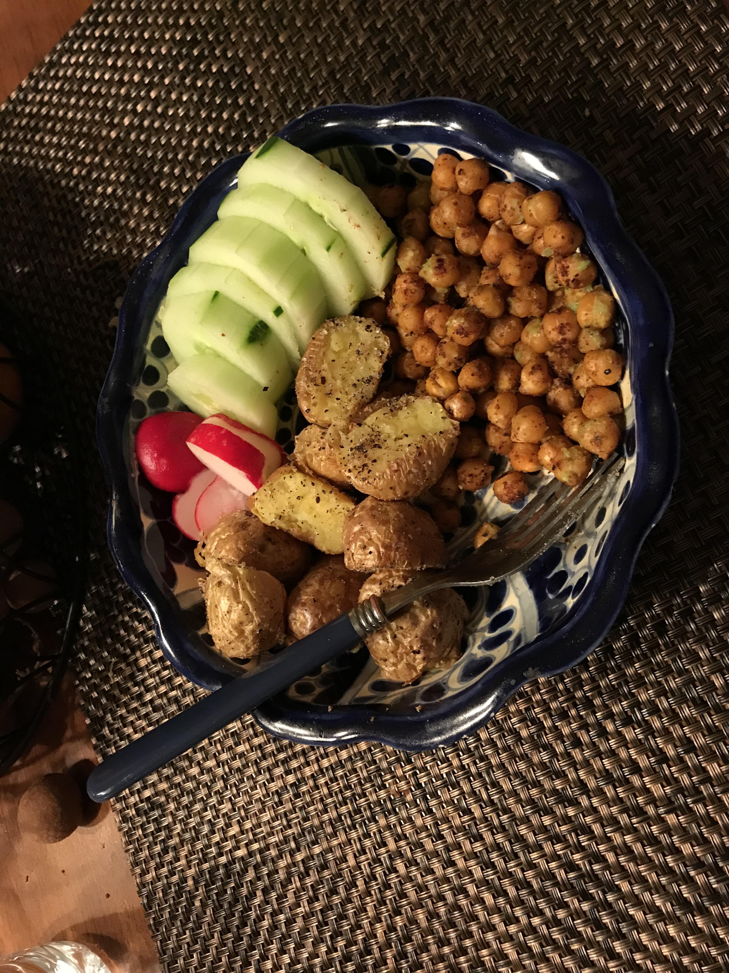 251 calories, roasted chickpeas and potatoes in air fryer r