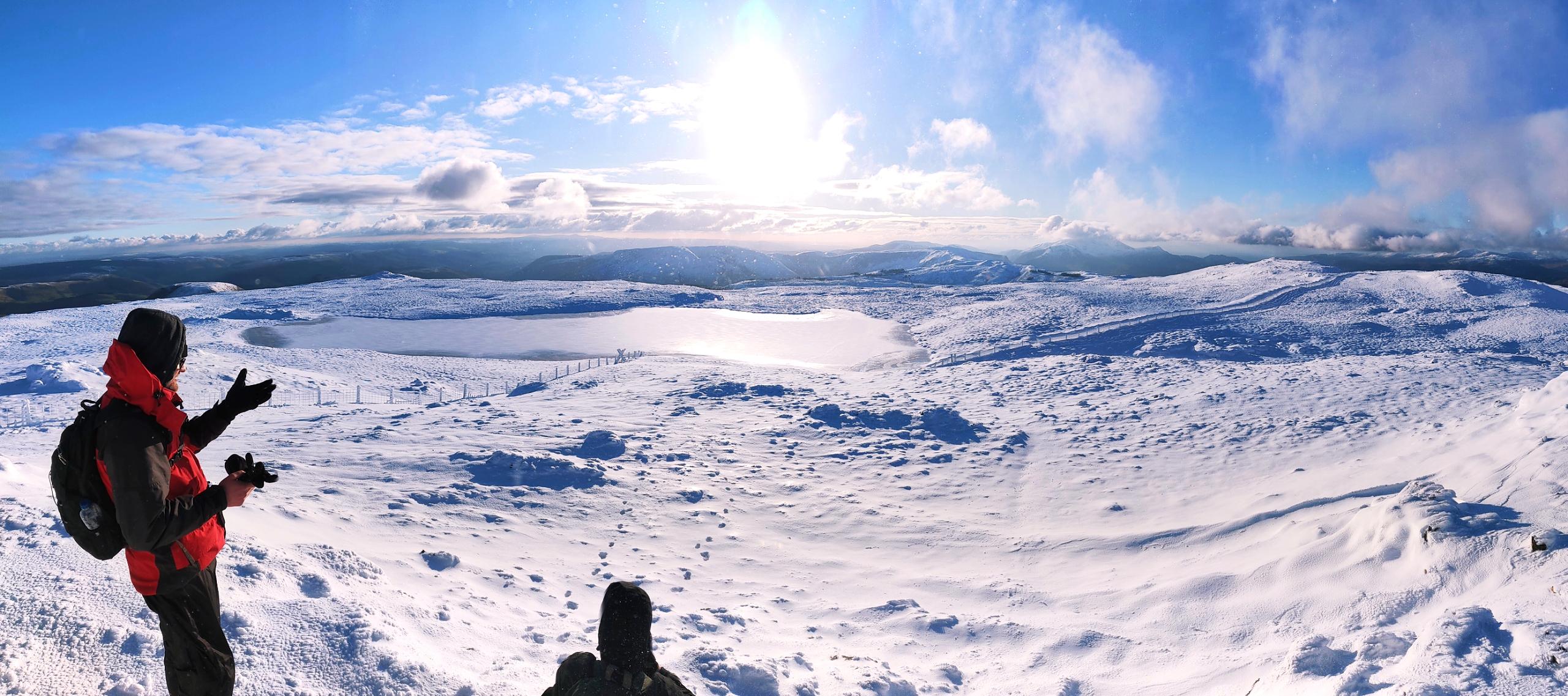 Found this frozen lake on top of Glas Gwm in Snowdonia, Wales. Cadair
