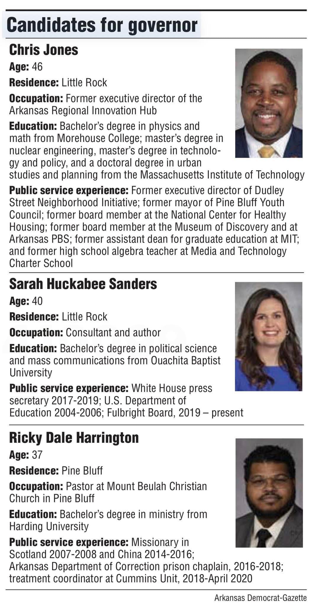 2022 Candidates for Arkansas Governor at a Glance r/Arkansas