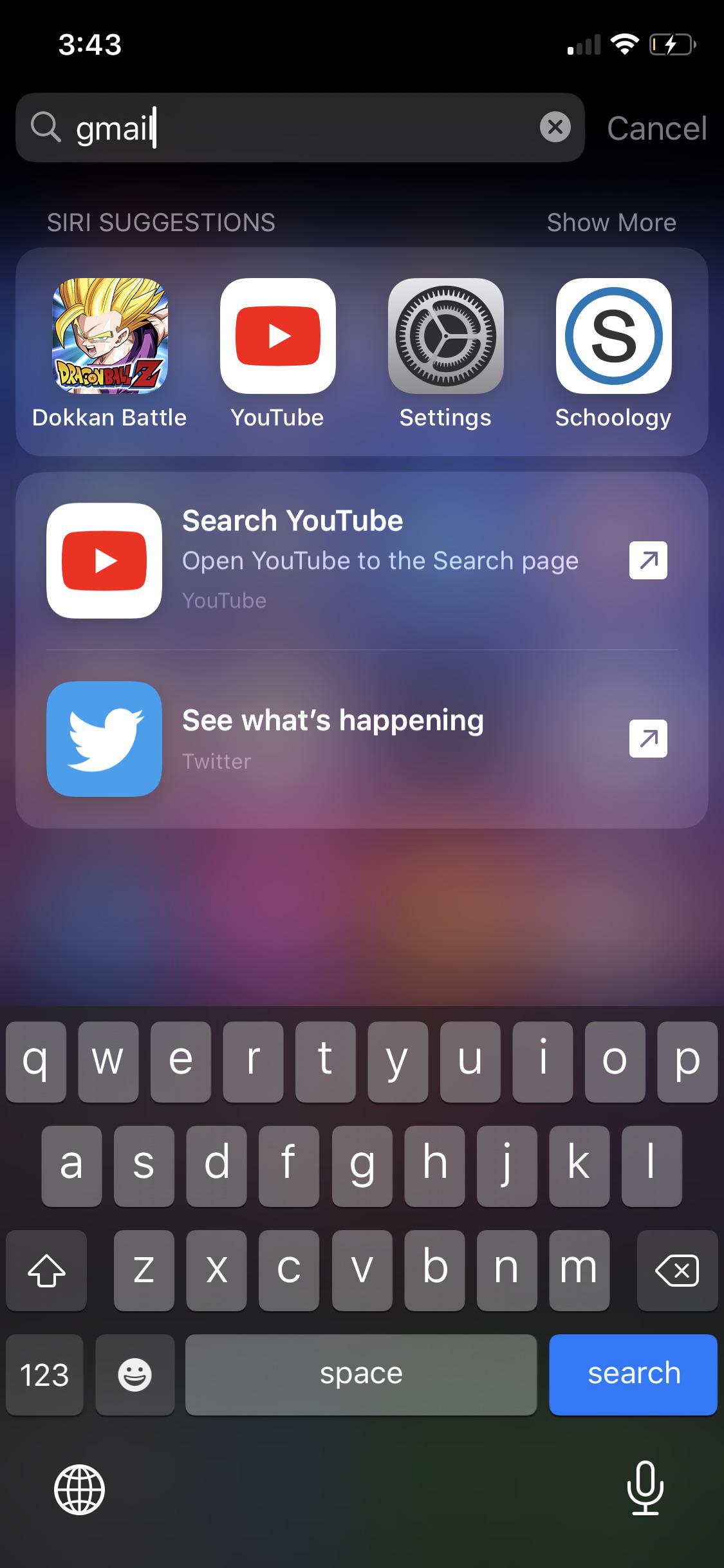 Why does the search bar for apps not working? Even on setting search
