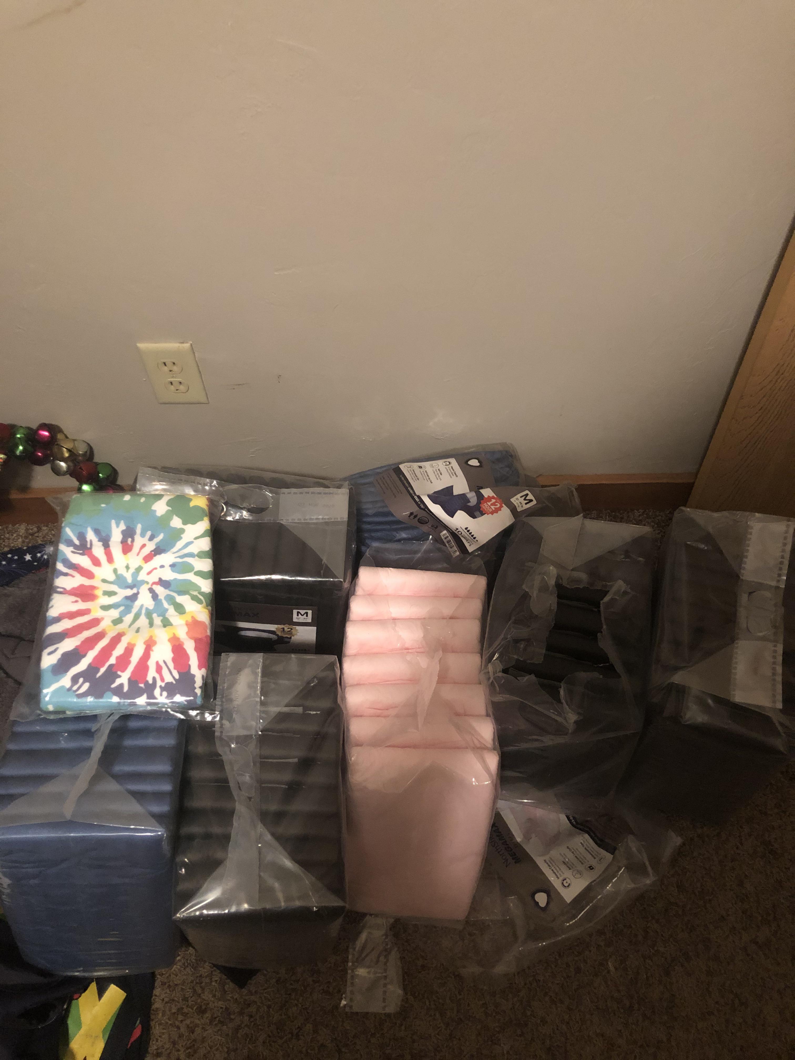 The biggest amount of diapers I’ve had in a long time, 4 black Megamax