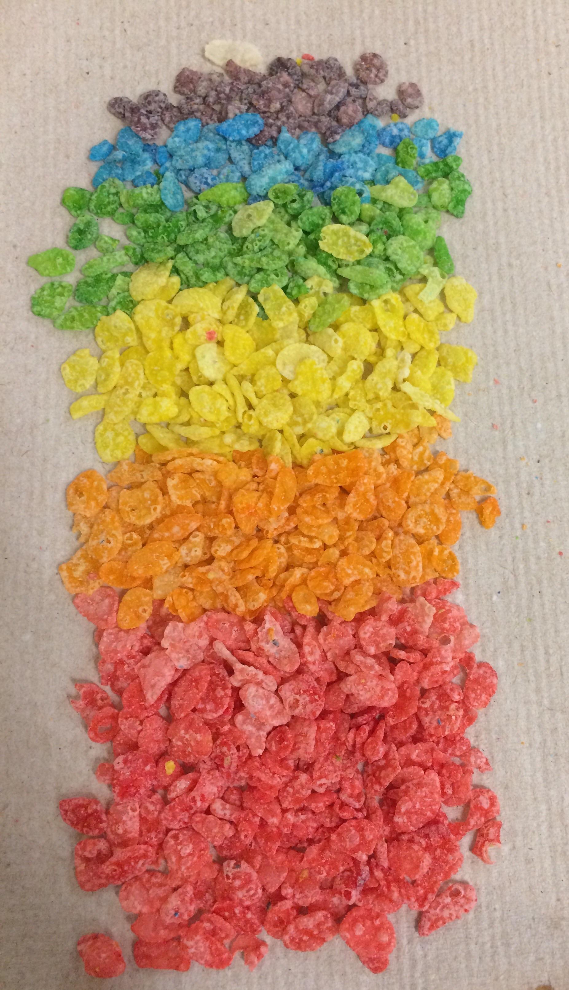 Fruity pebbles sorted by color r/mildlyinteresting