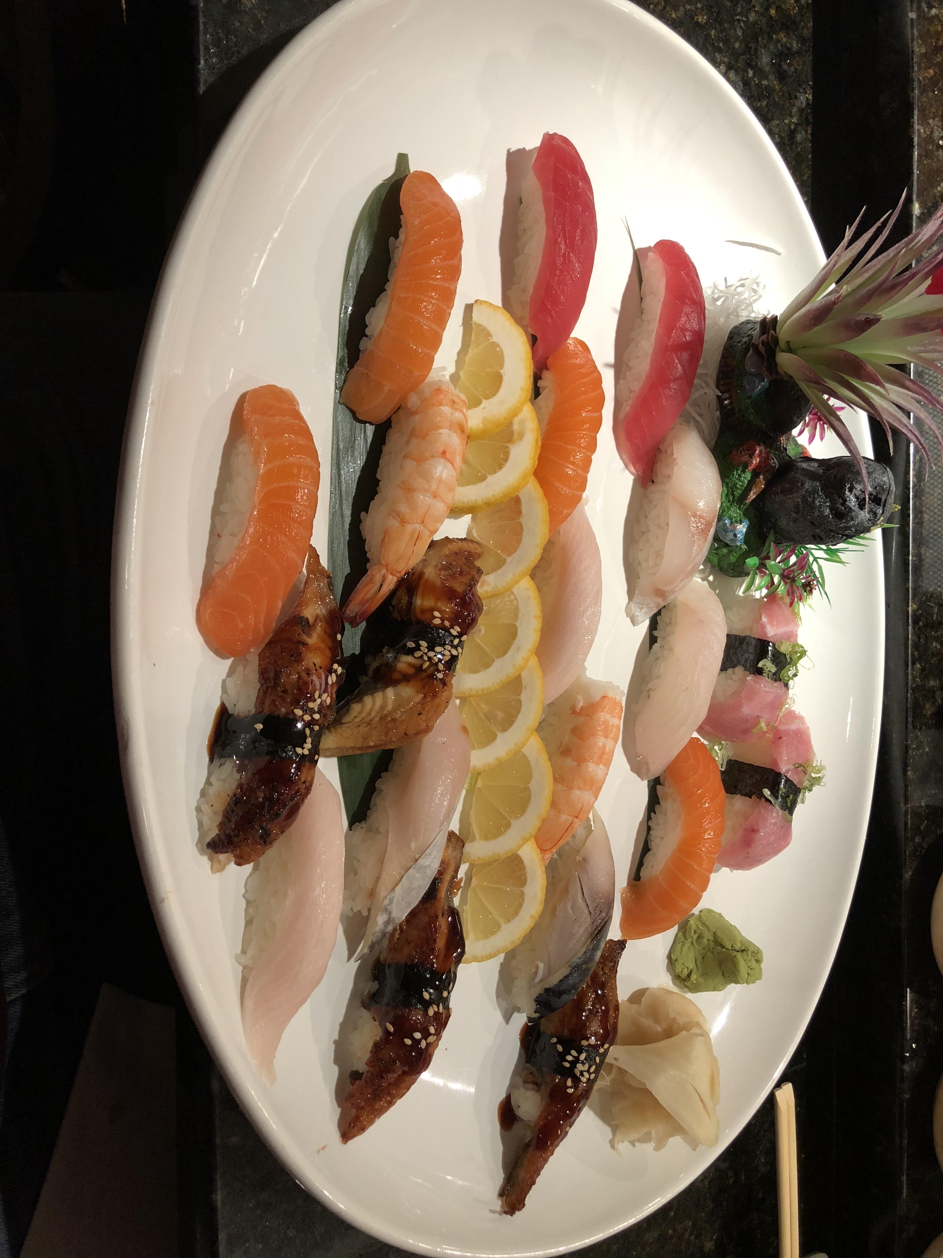 My delicious dinner last night from “Wasabi” in Asheville, NC r/sushi