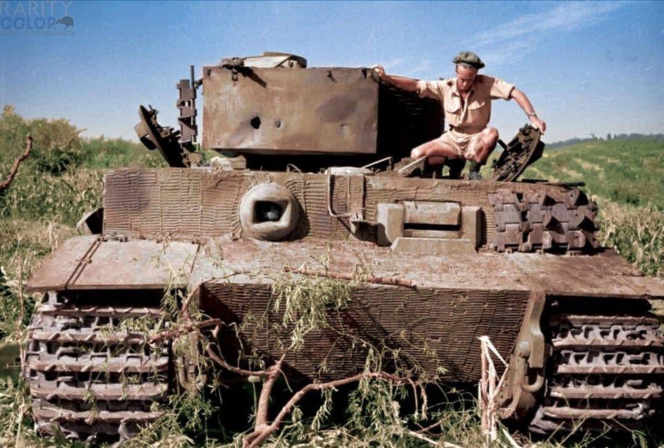The first German Tiger tank to be knocked out by New Zealand M4