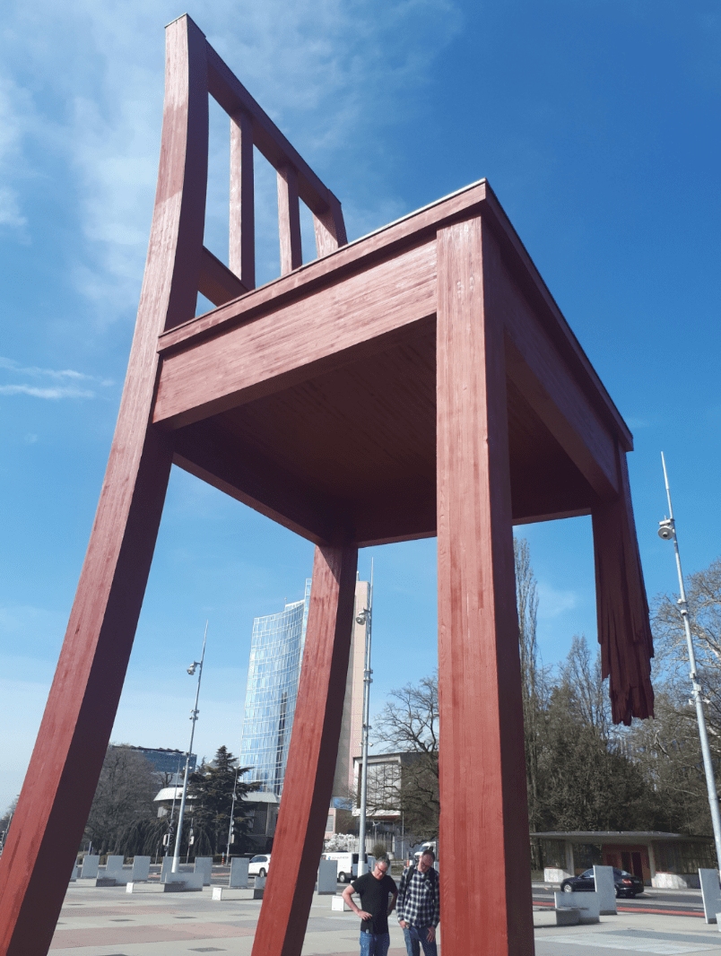 This Giant 3 Legged Chair Outside the UN in Geneva, Switzerland r