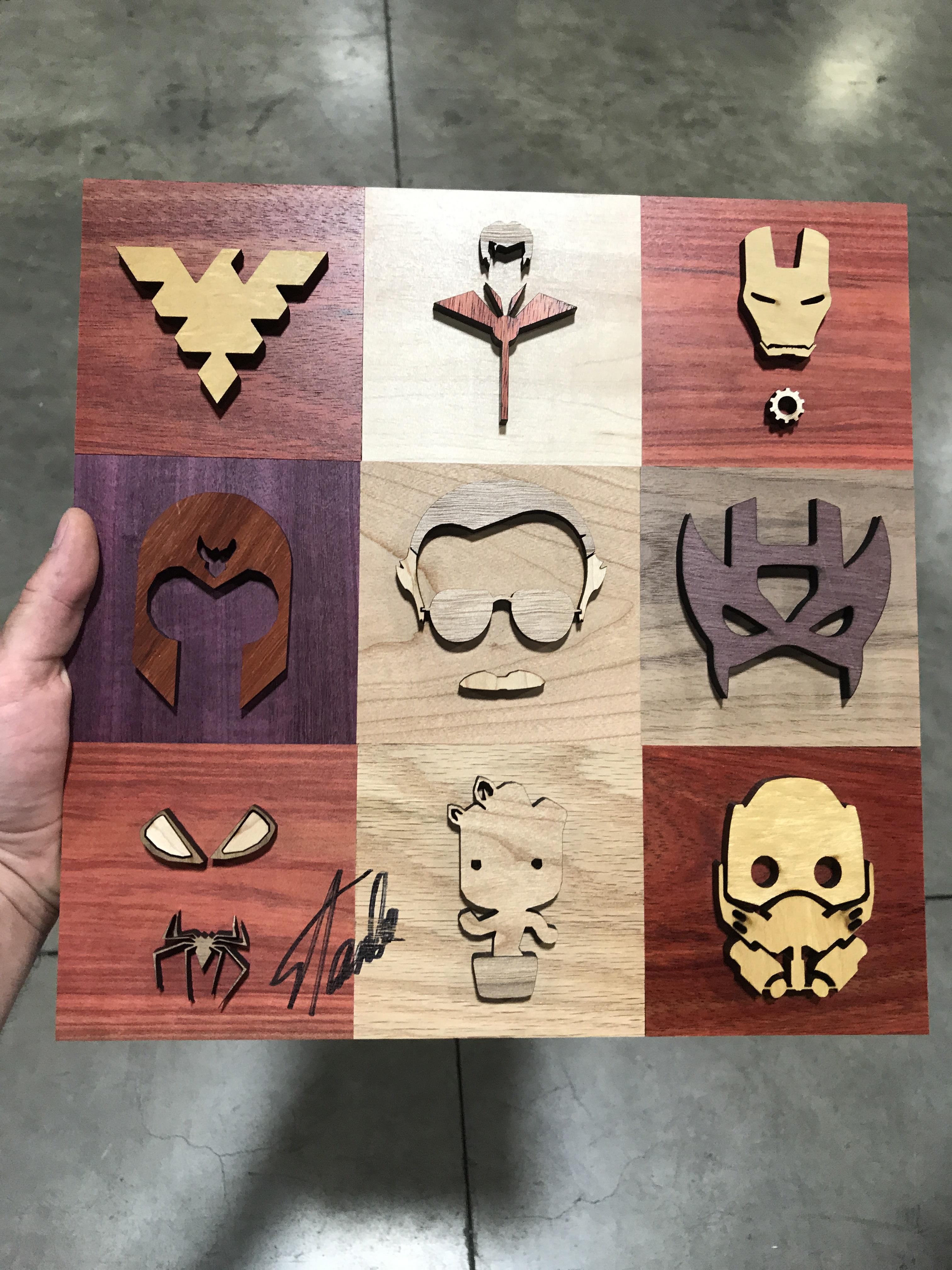 My wooden marvel art signed by Stan Lee. I made it, he said he really