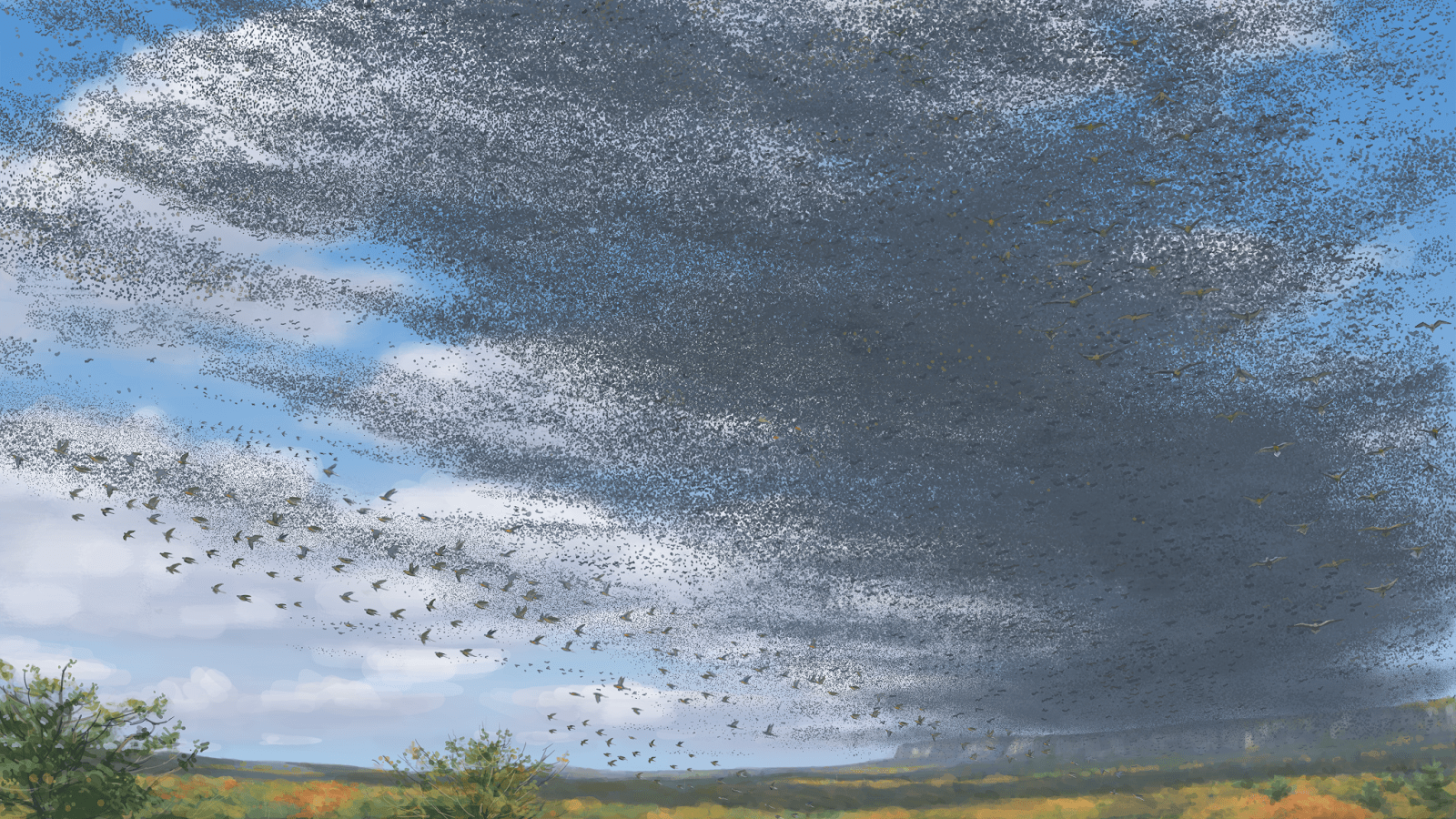 The Passenger Pigeon was once so abundant that migrating flocks passing