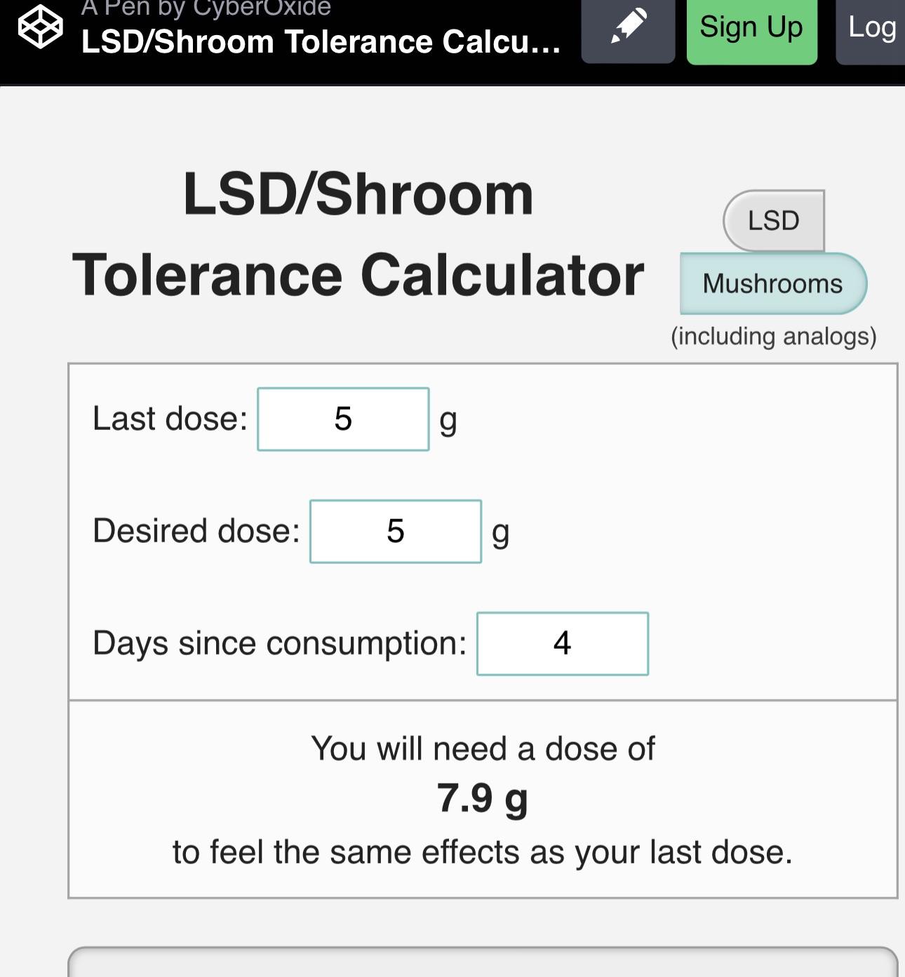 Confusion about the calculator r/shrooms