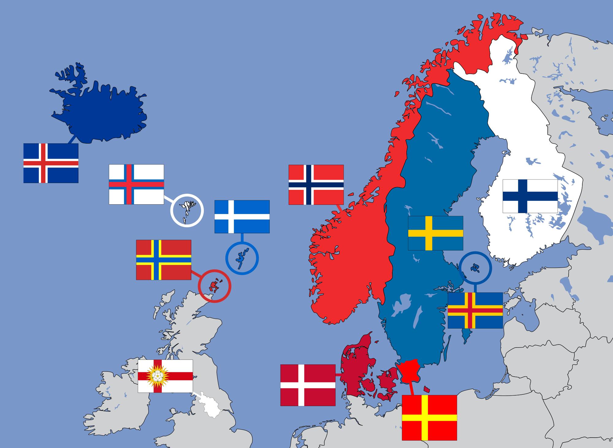 Nordic Cross Flags of Northern Europe [2000x1463] r/MapPorn