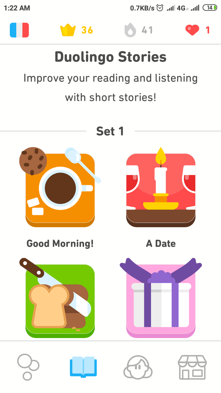 Great! Now there's stories available and don't have to complete the