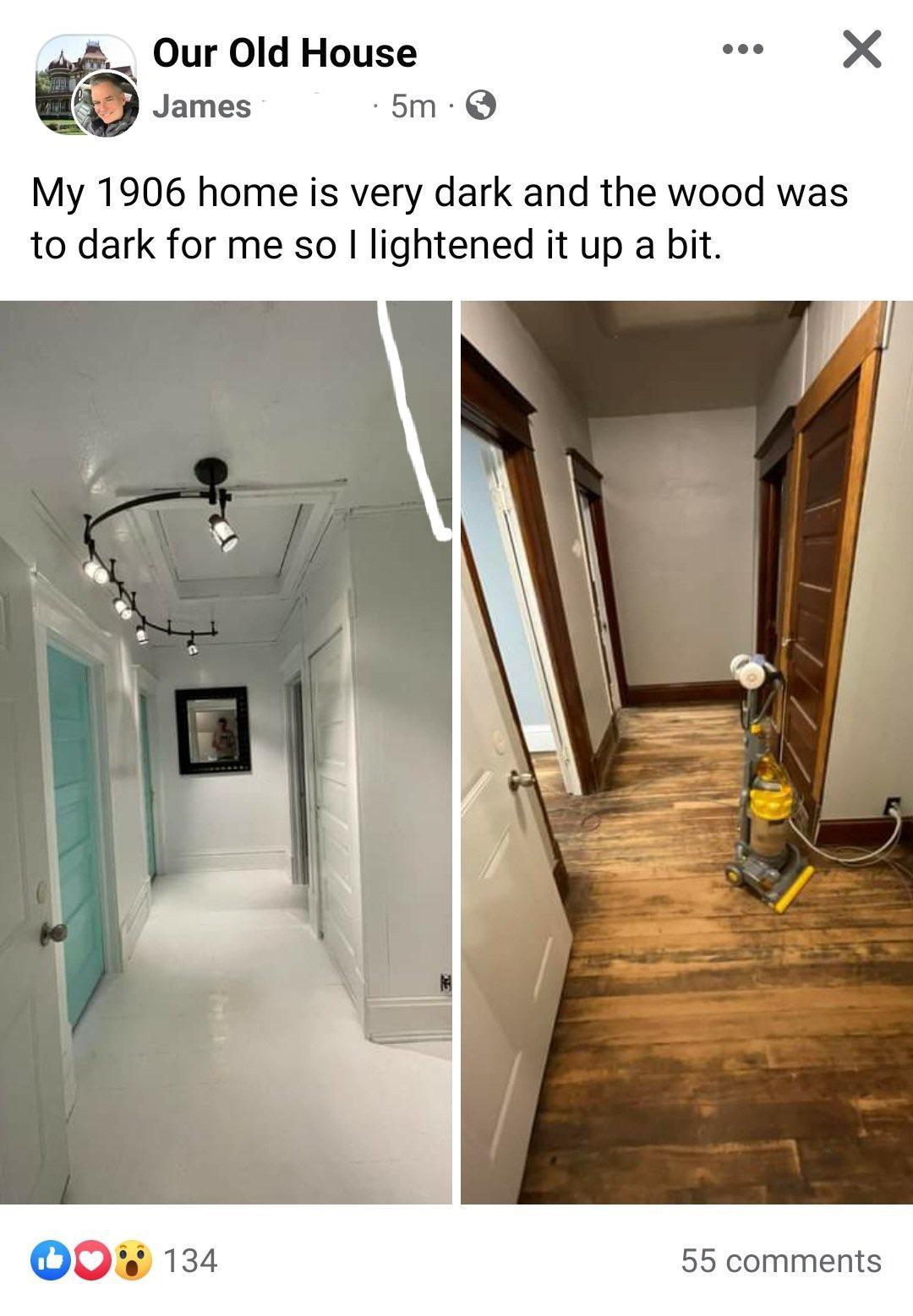 The wood was too dark so I lightened it up r/AfterBeforeWhatever