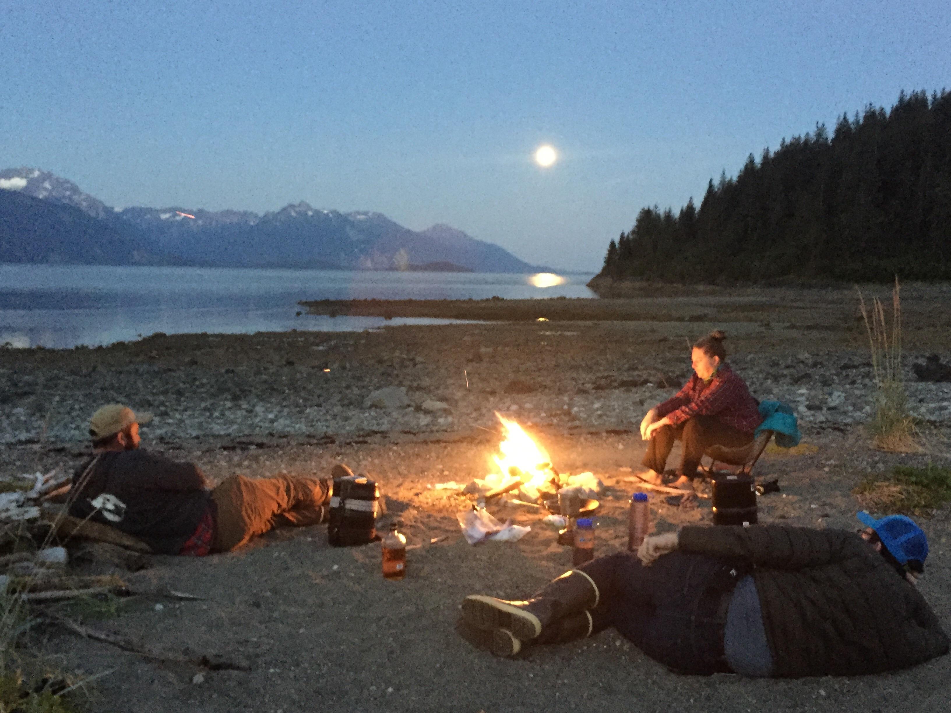 Me(taking photo) and my friends Camping in glacier bay, Alaska. r