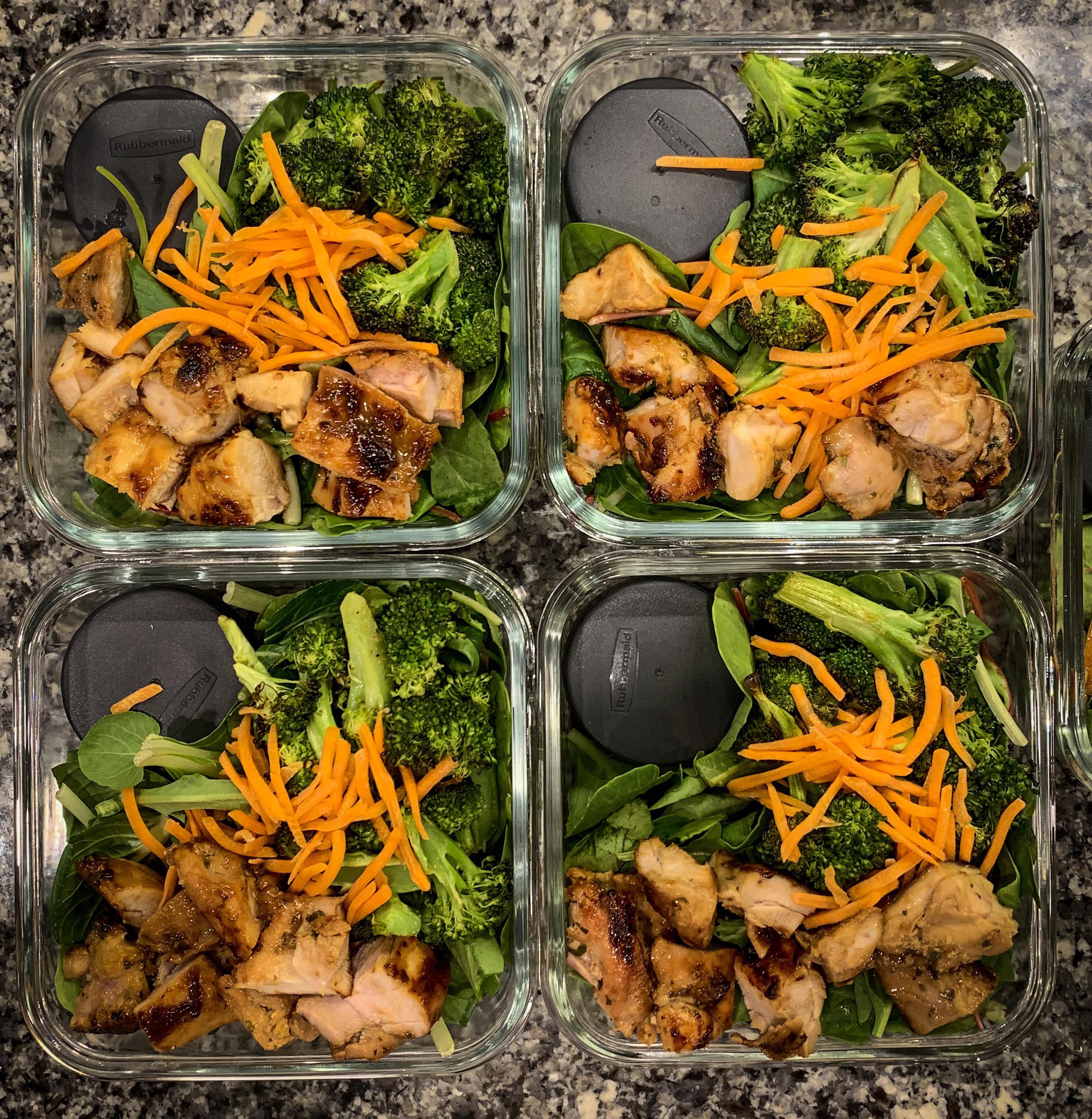 Lunch box next week Orange juice chicken with roasted broccoli on