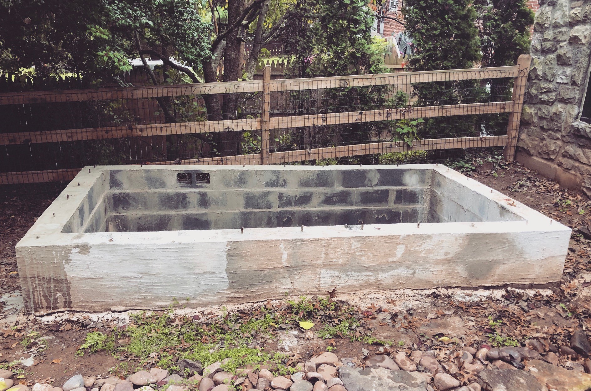 Just finished the cement work on my 6'x12'x4'(deep) pond. Time for a