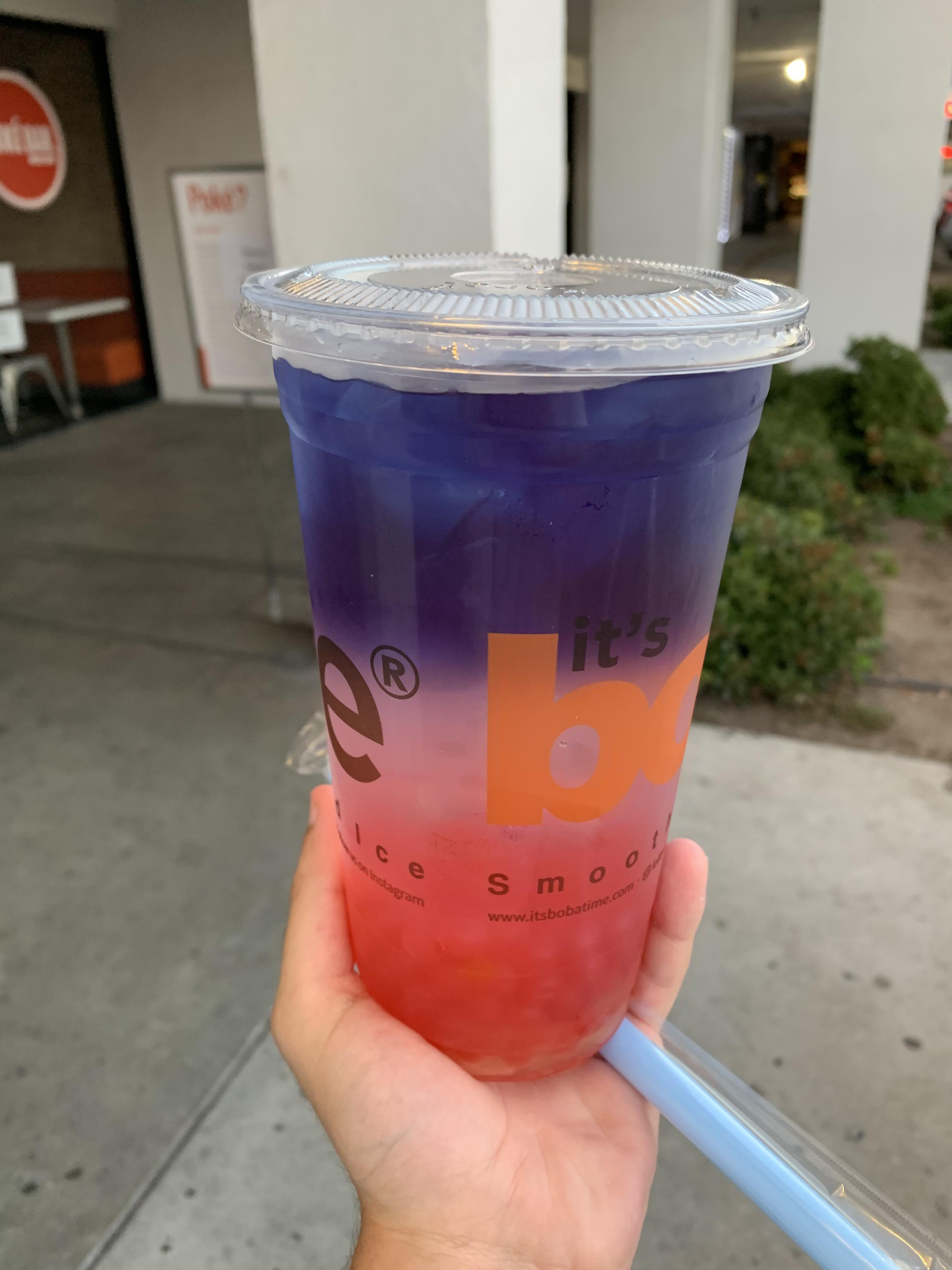 My favorite drink to get ) butterfly lemonade with strawberry popping