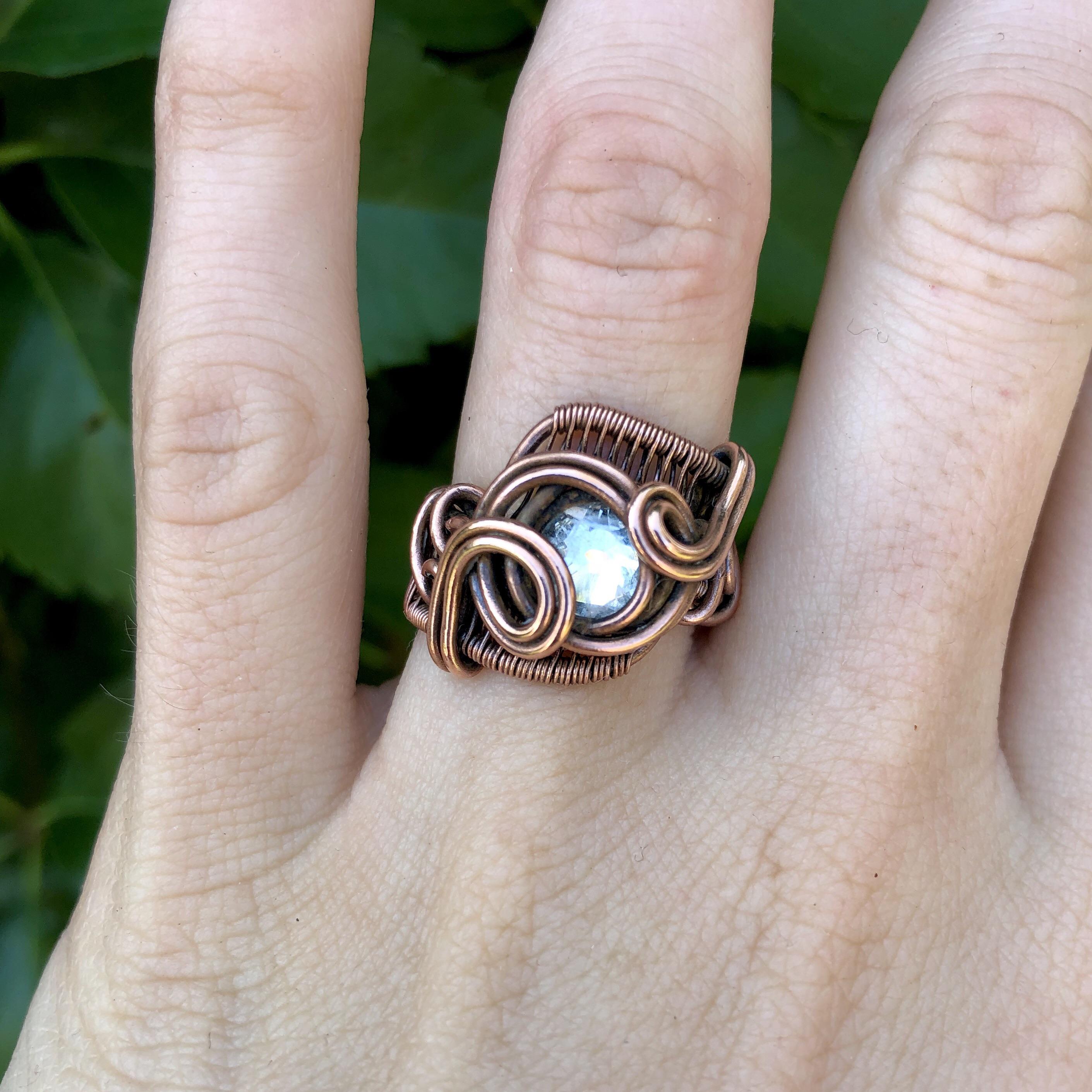 Swarvoski Crystal Antique Copper Wire Ring. Fun fact! I almost threw