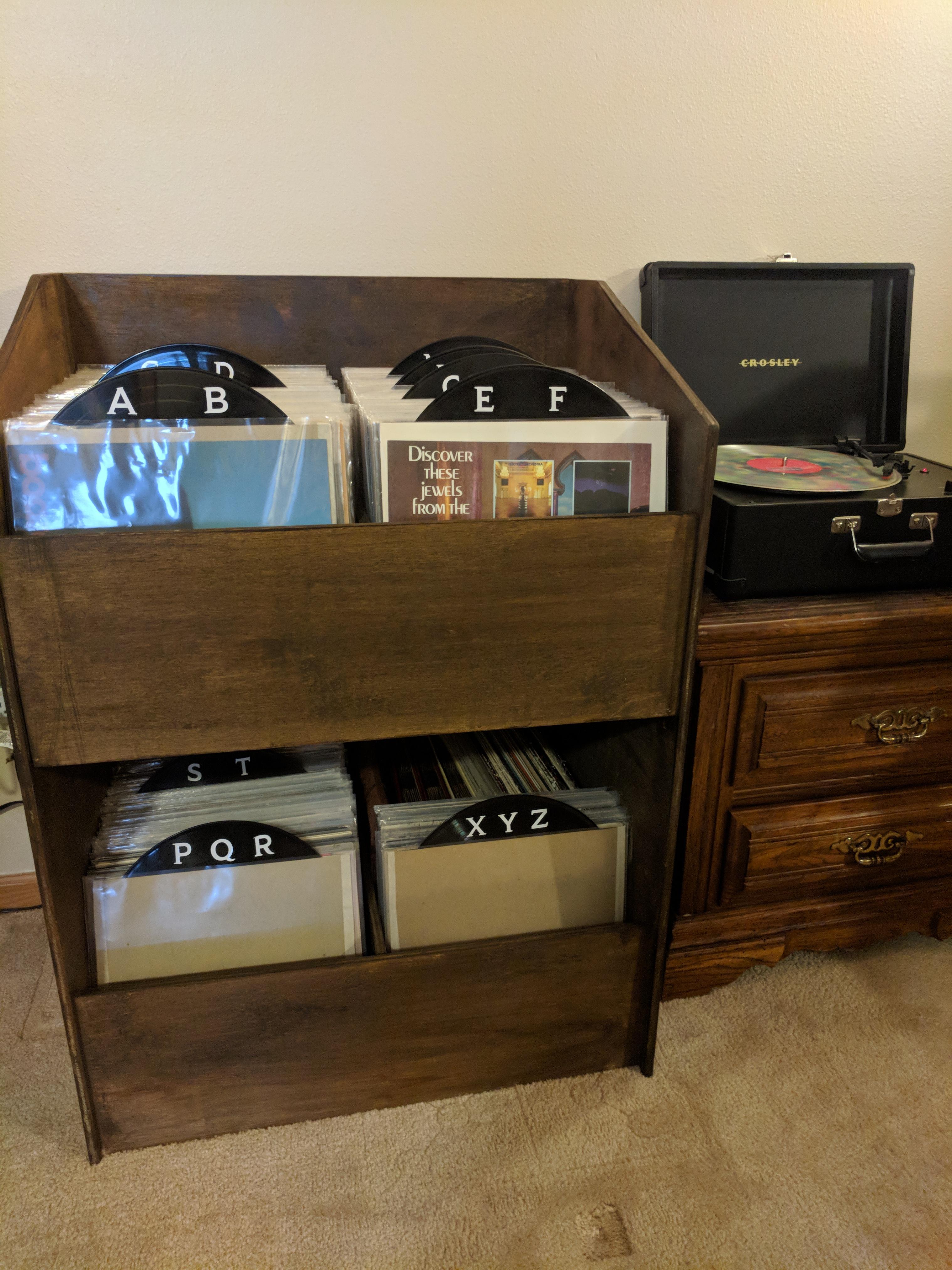 I built a record shelf out of a single sheet of plywood r/vinyl