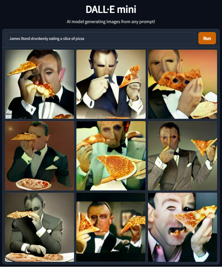 James Bond drunkenly eating a slice of pizza r/weirddalle