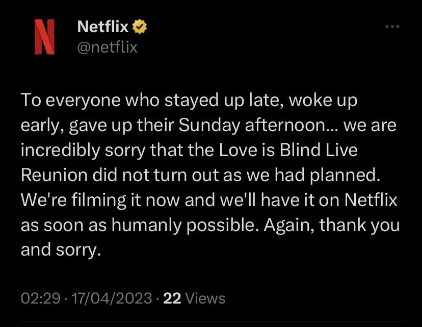 An update from Netflix.
