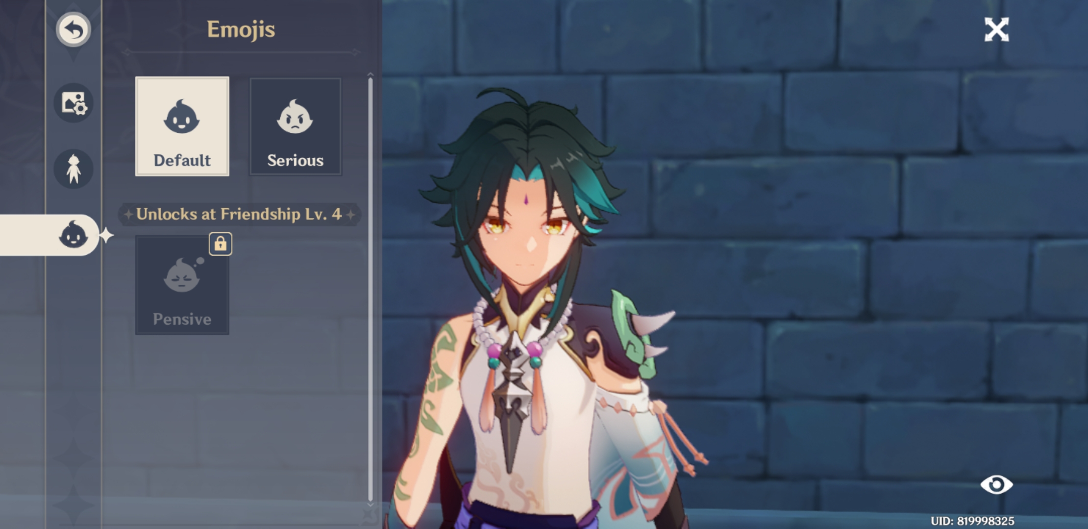 fun factif you go to xiaos face expression thing, he doesnt have a