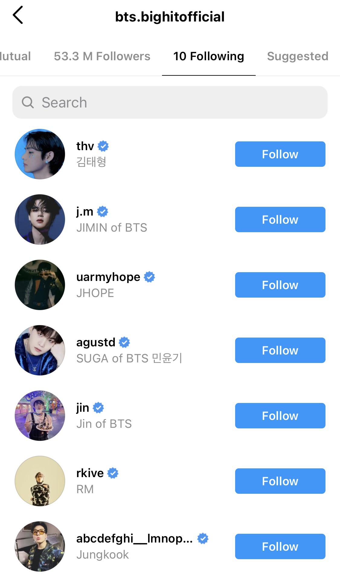 All 7 BTS members now have personal official instagram accounts 061221