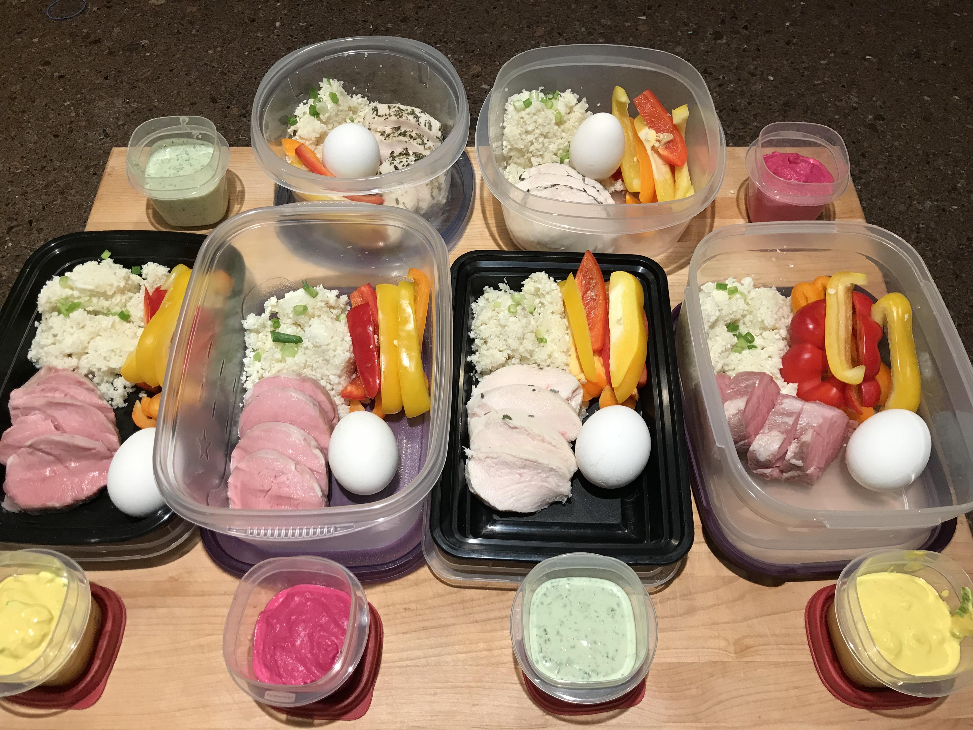 430450 meal prep lunch + snack. Herbed chicken breast or pork