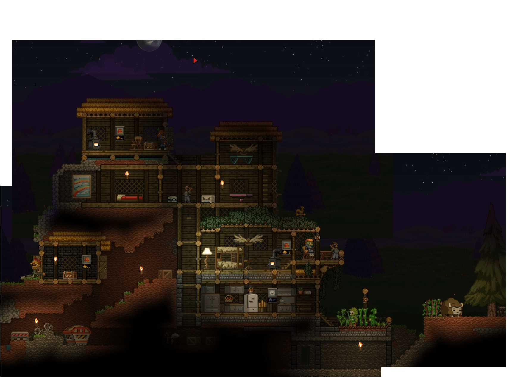 Just got back to starbound, Vibing & uilding my first base. all