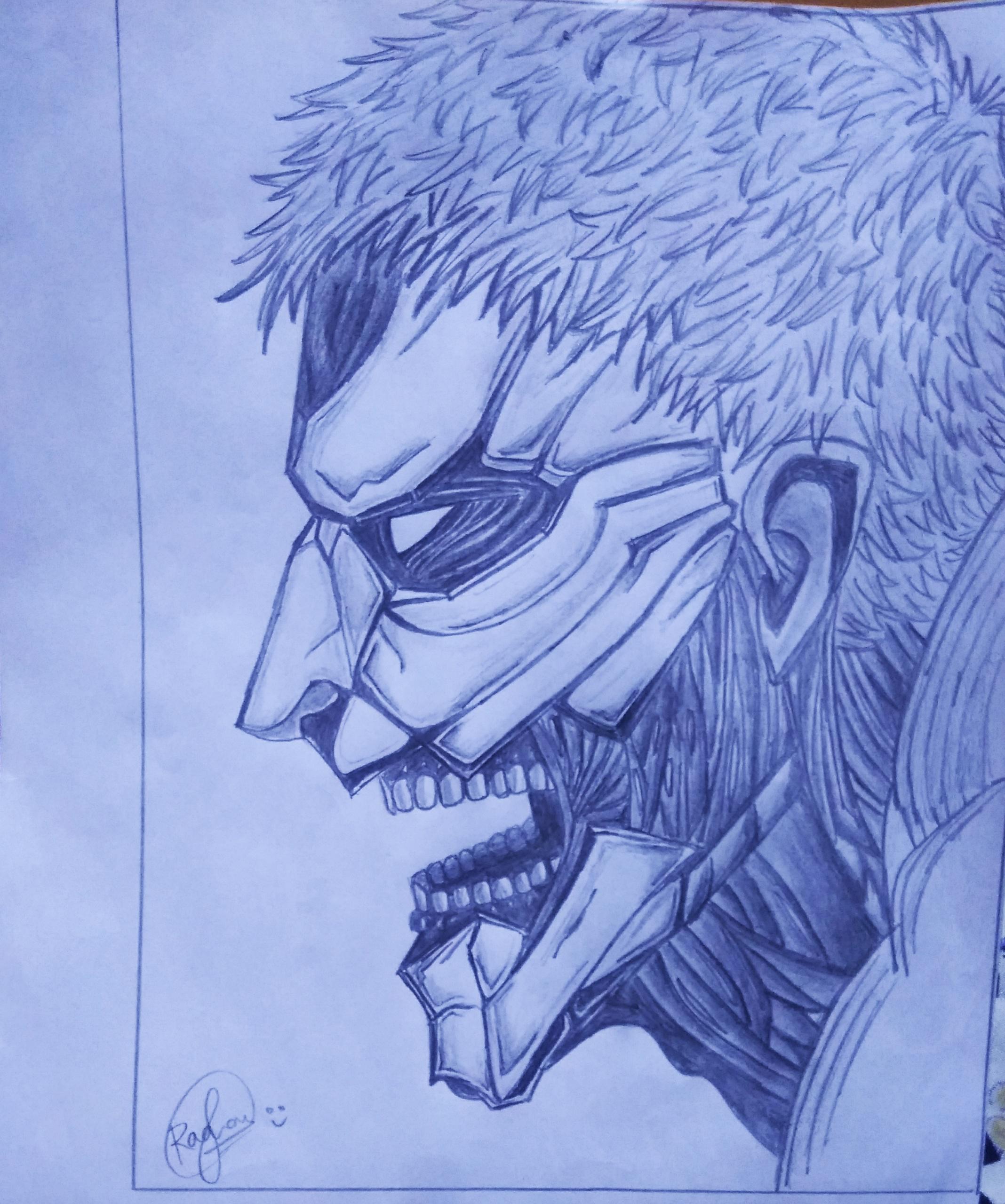 Armoured Titan pencil sketch(took almost 9 hours) r/attackontitan