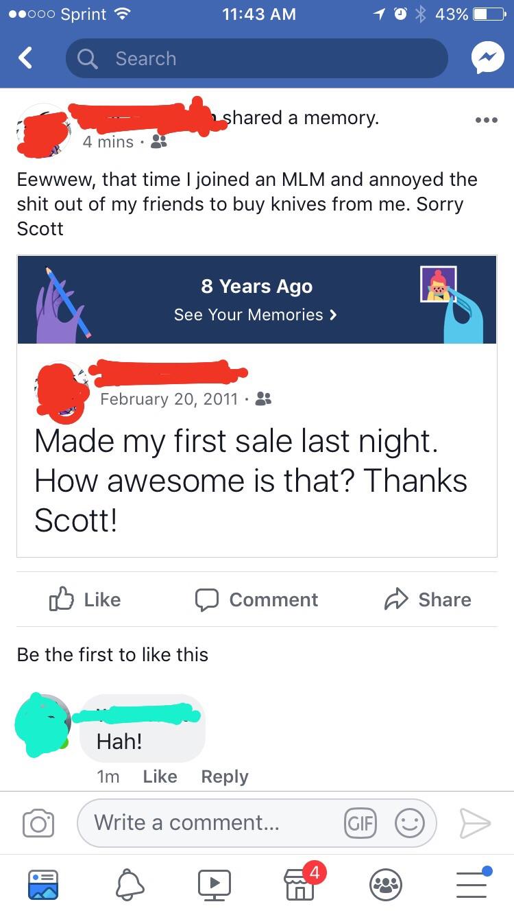 When Facebook won't let you the cringe. antiMLM