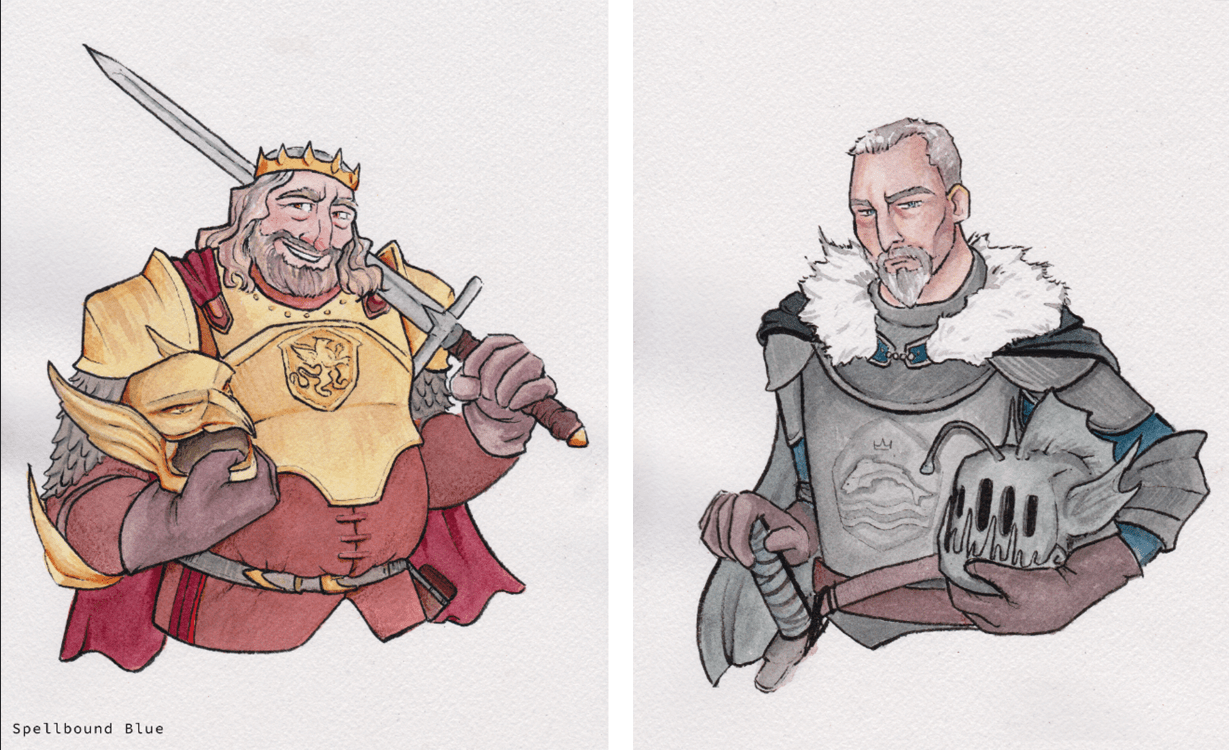 [OC][ART] Watercolor Commission. The King and The Blackfish. r/DnD