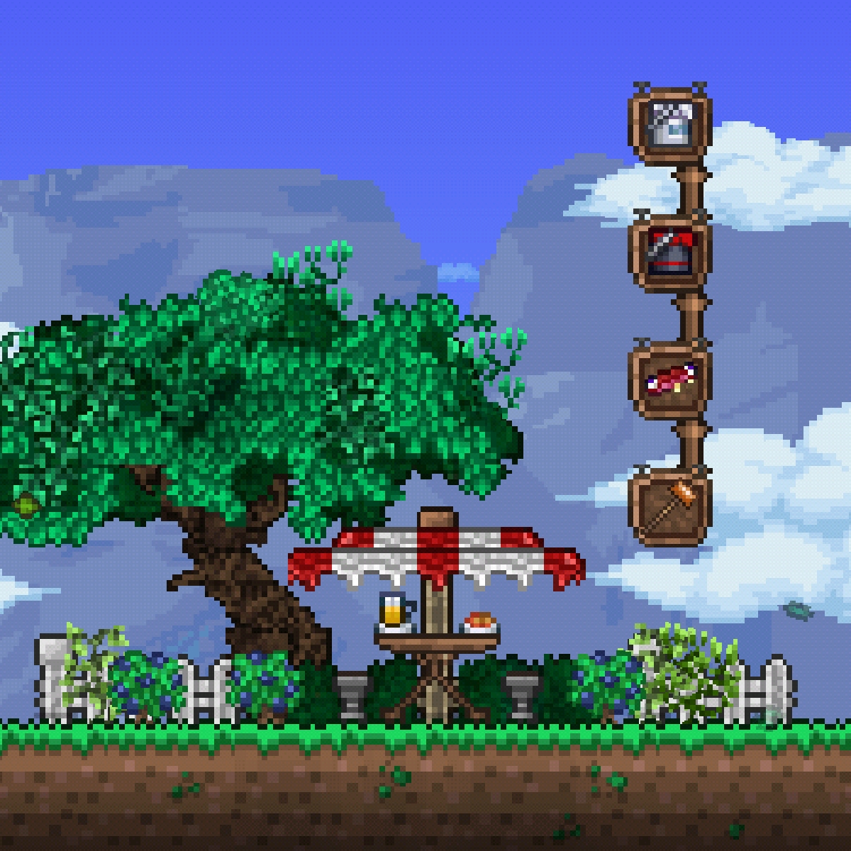 You can make a simple but cool hanging umbrella using a flesh platform and a little paint to