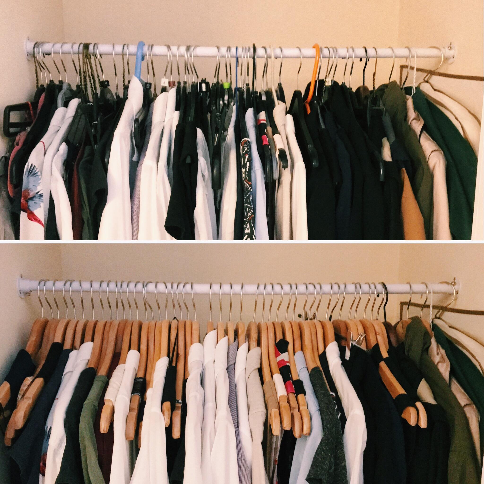 KonMari of Uniformity decluttering wardrobe hangers r/konmari