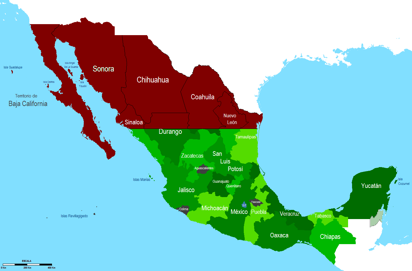 Map of Mexico in 1853 showing the original offer to buy from United