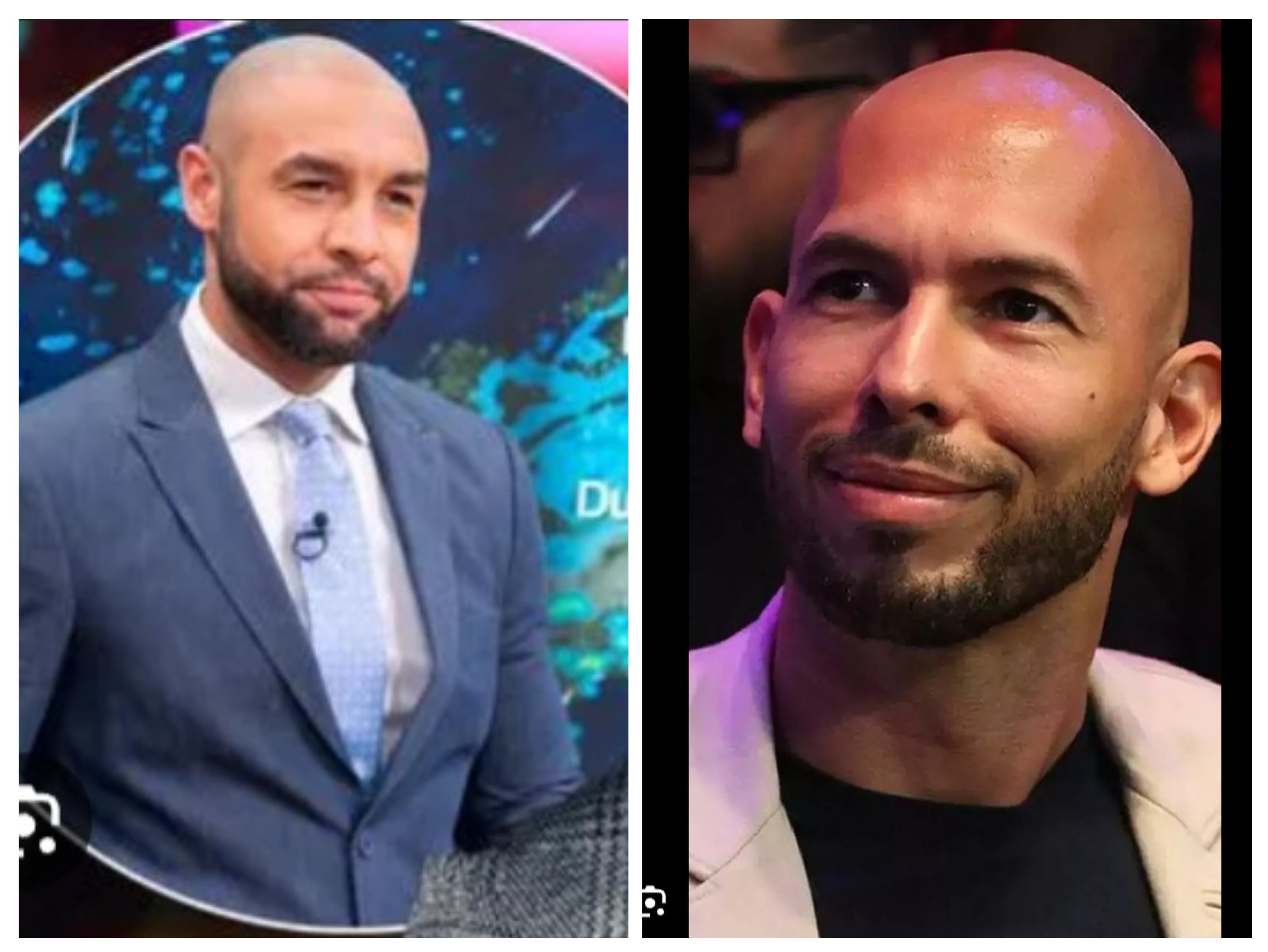 ITVs weatherman Alex Beresford and his alter ego Andrew Tate r